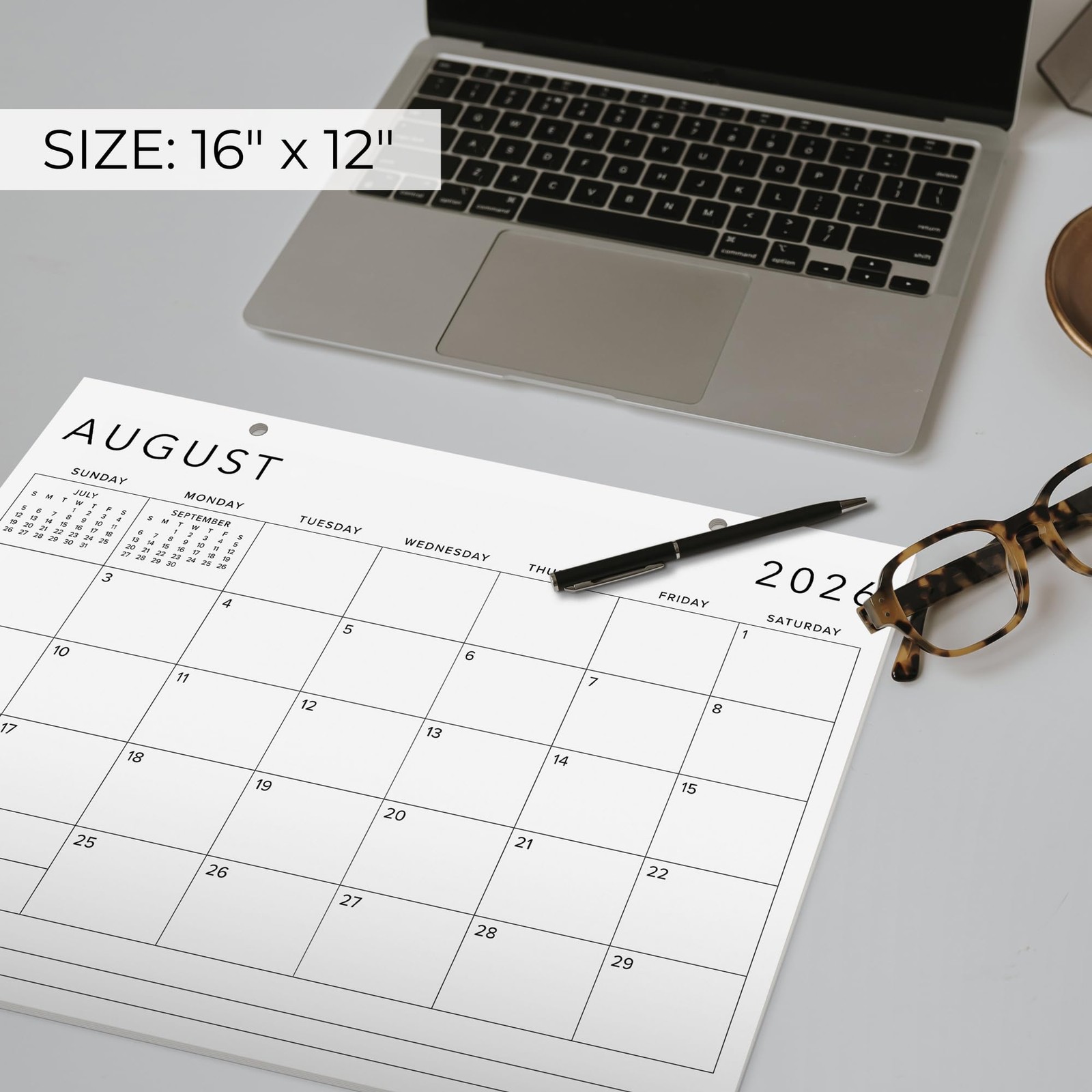 2026-2027 Desk Calendar 16×12 Minimalist Desk/Wall Monthly Pad Jan 2026-Jul 2027