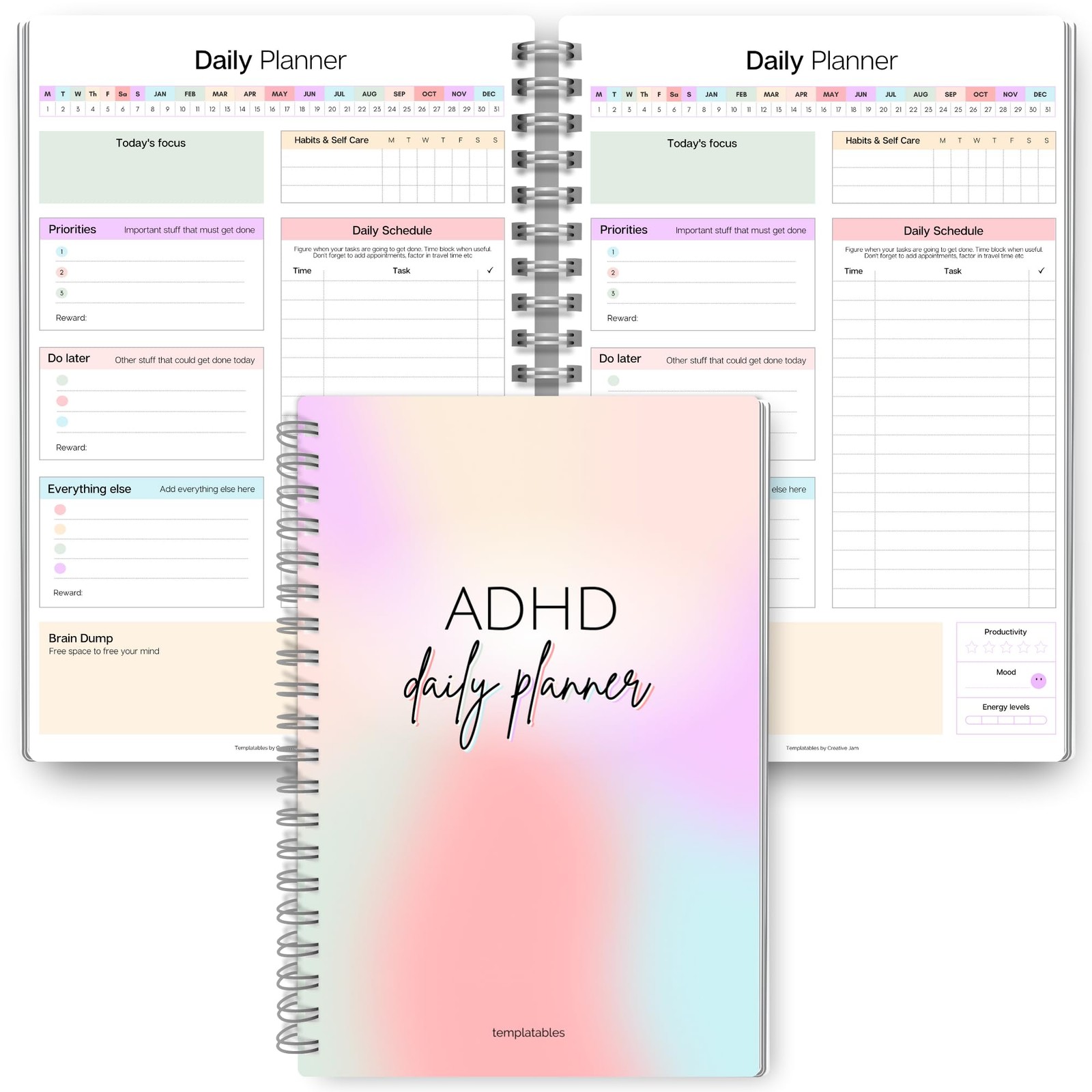 ADHD Daily Planner for Neurodivergent Adults – Productivity Daily Planner & T…