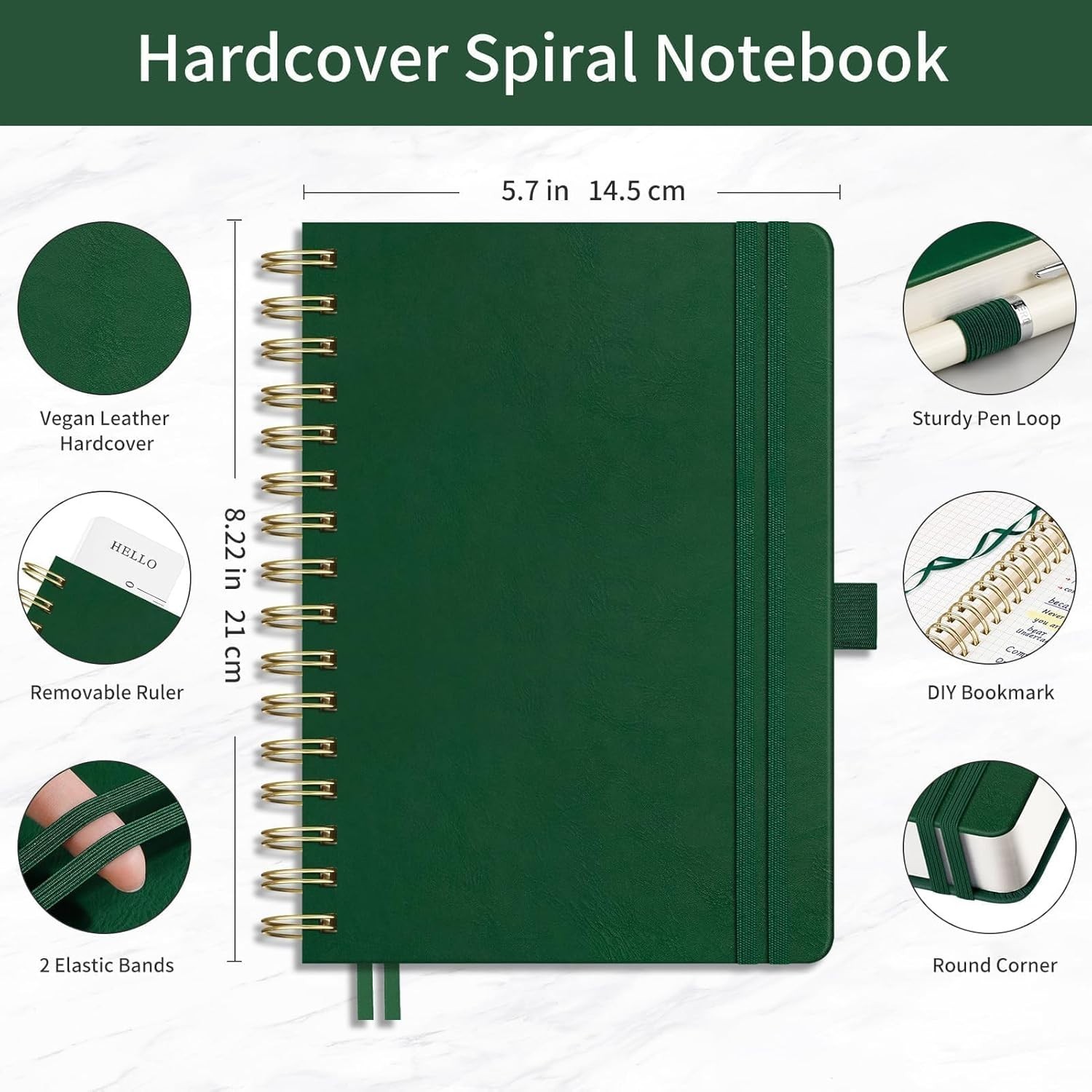 EMSHOI Spiral Graph Paper Notebook – 300 Pages, 100 GSM Thick Grid Notebook,