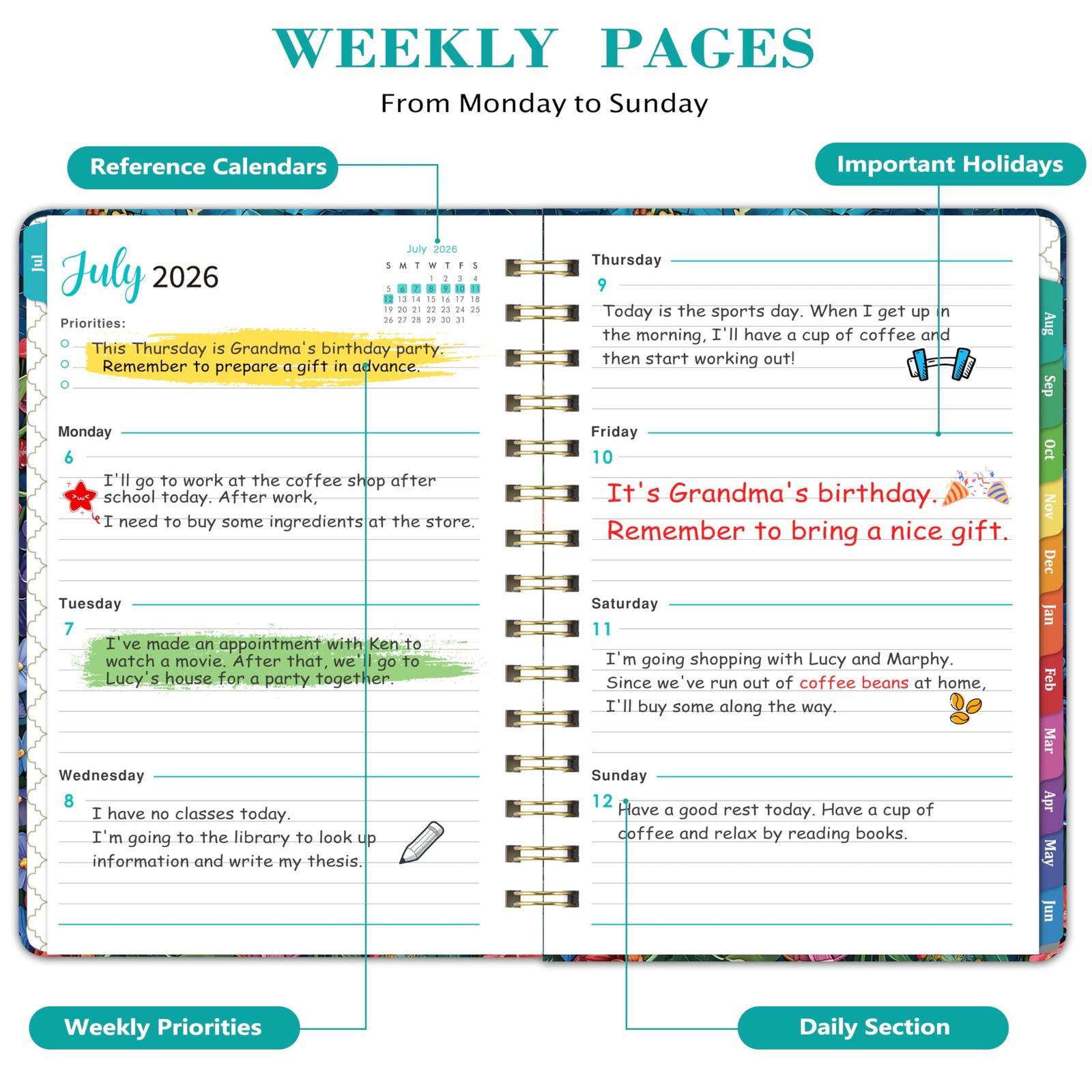 Planner 2026-2027 – Academic Planner 2026-2027, JULY 2026 – JUNE 2027, 6.3″ x…