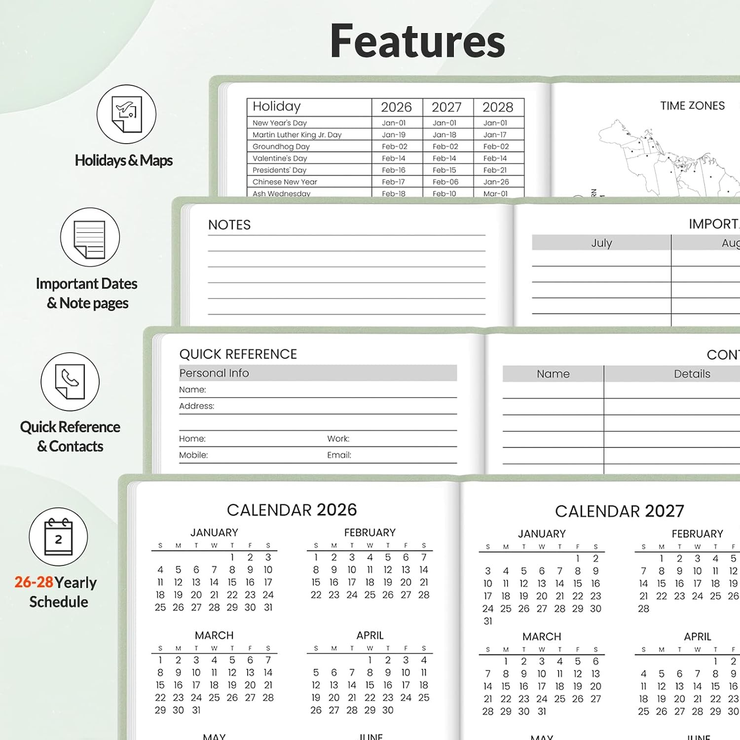 SUNEE 2026-2027 Pocket Weekly Planner for Purse 3.5″ x 6″ – 12 Month (July 2026