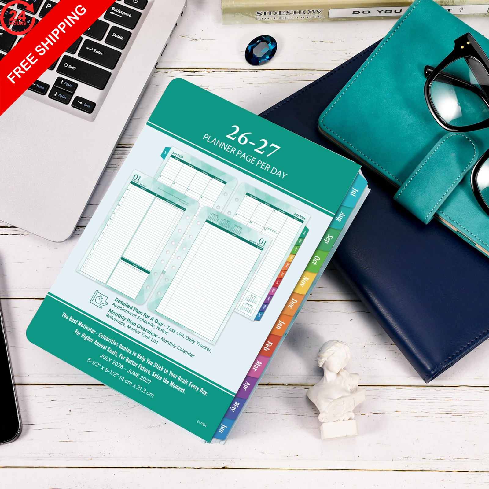 2026-2027 Planner Refills – Jul.2026 – Jun.2027, Two Pages Per Day A5, Green