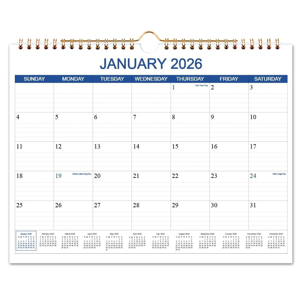 Calendar 2026-2027 – Wall Runs Apr 2026 to 14.5″ x 11.5″ Blue, Blue