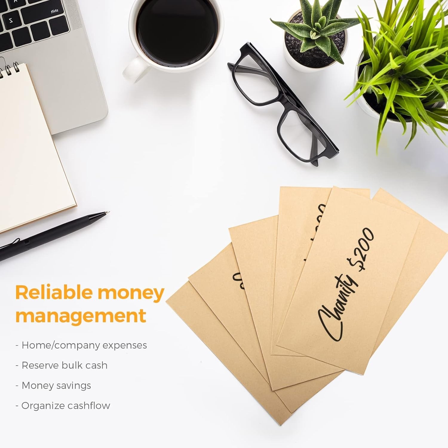 Elegant 100-Pack Brown Kraft Cash Envelopes 3.5×6.5 for Budgeting & Savings