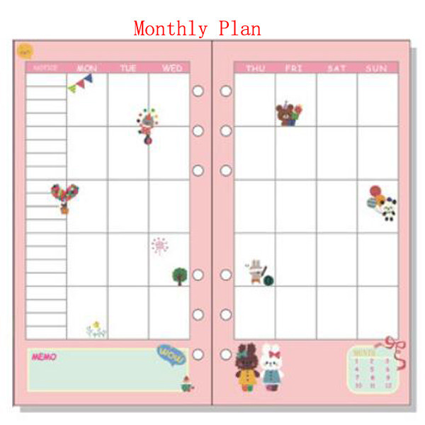A5/A6 Cartoon Colourful To Do Planner Diary Insert Loose Leaf Refill Schedule