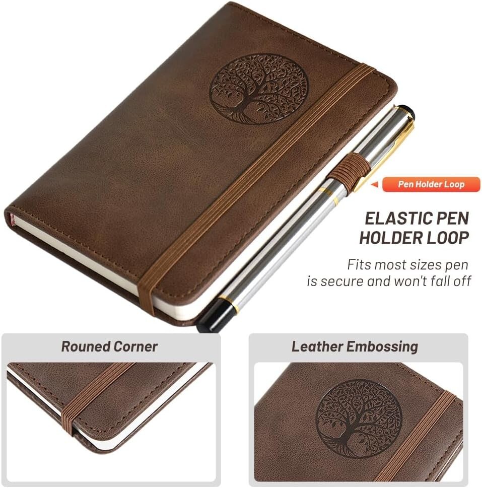 Small Pocket Notebook, Leather Journal Mini 200 Pages/100 Sheets 5.7*3.7