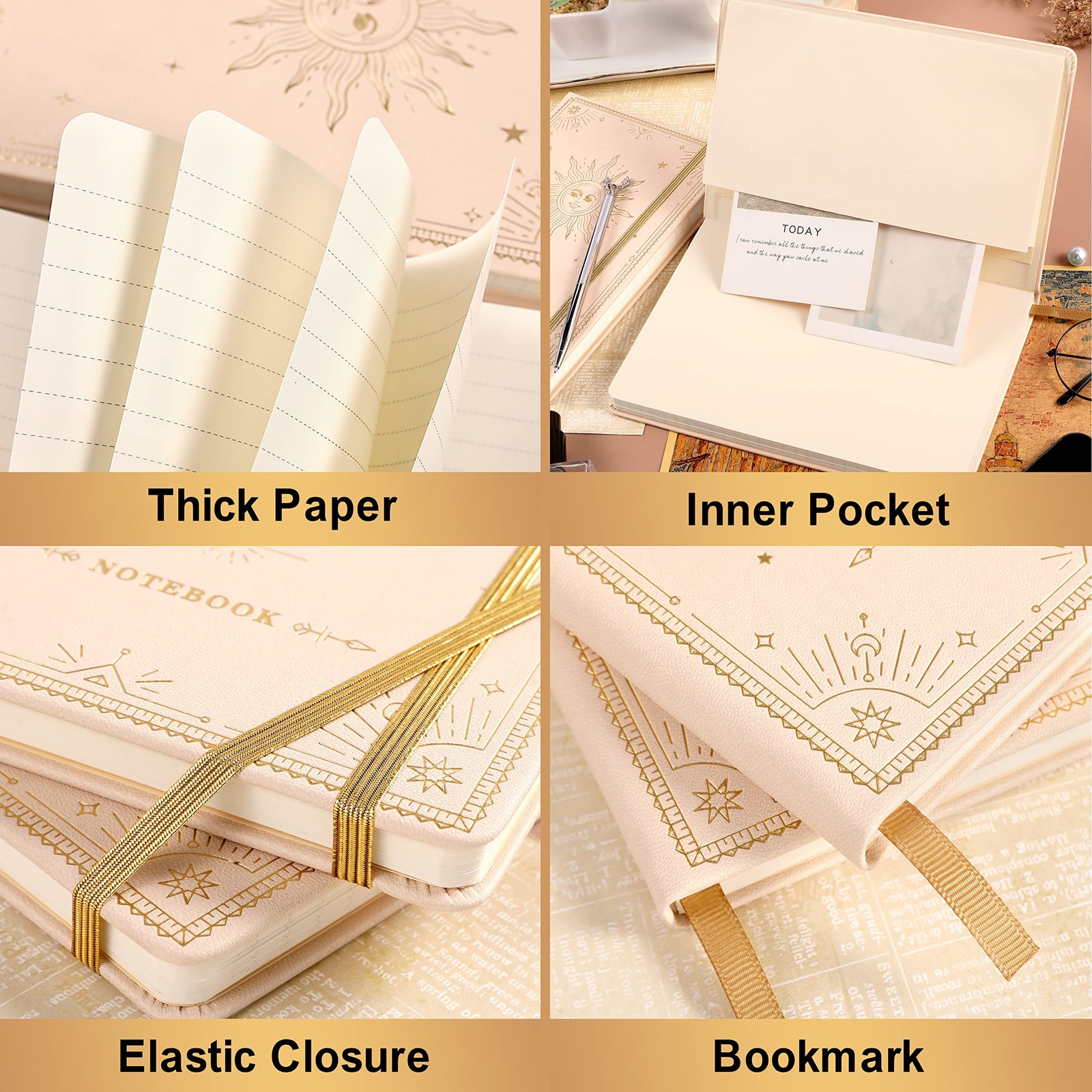 Ruled Notebook/Journal – Premium Thick Paper Faux Leather Classic white