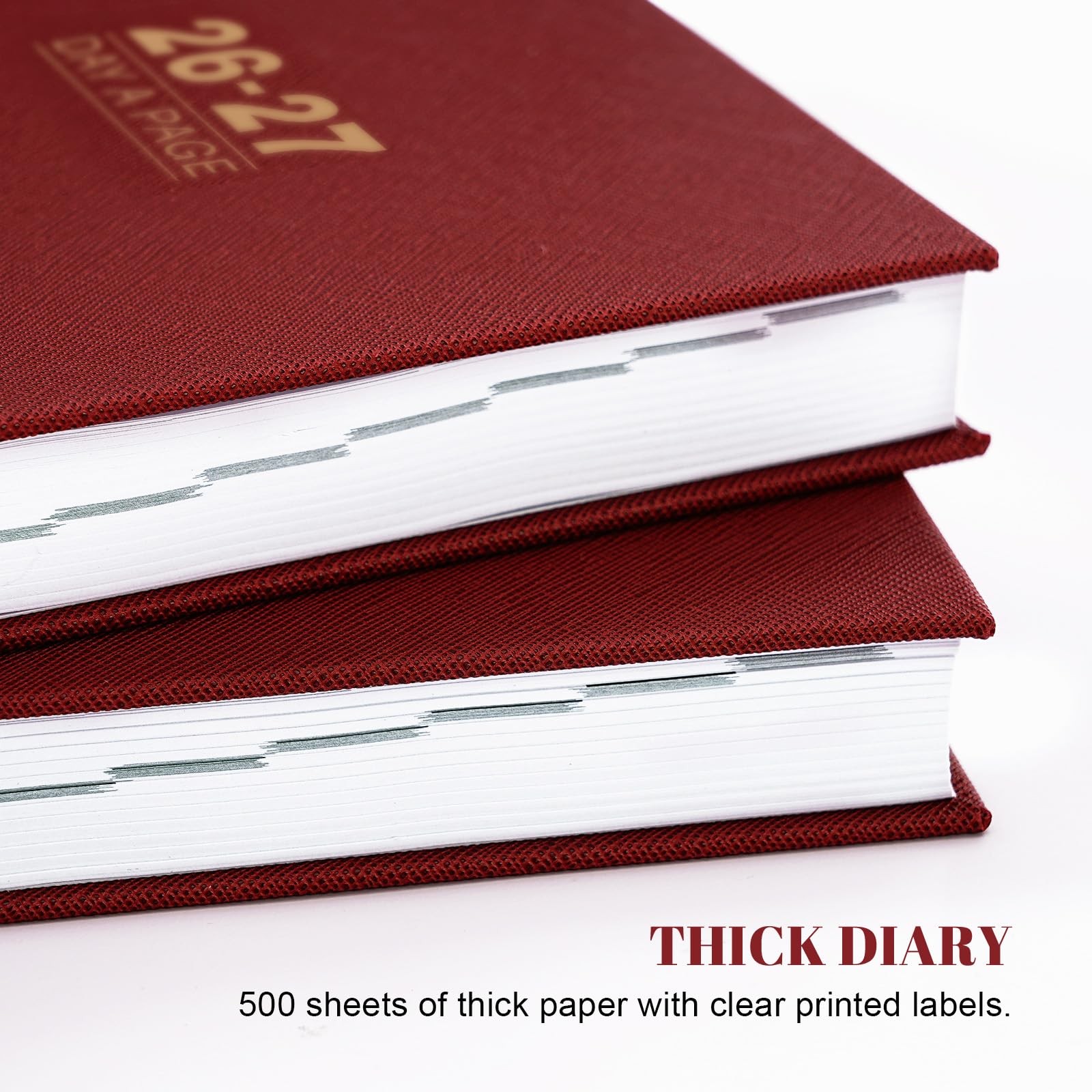 2026-2027 Diary – Full Page Per Day, Daily 5.8 x 8.4 inches, Red