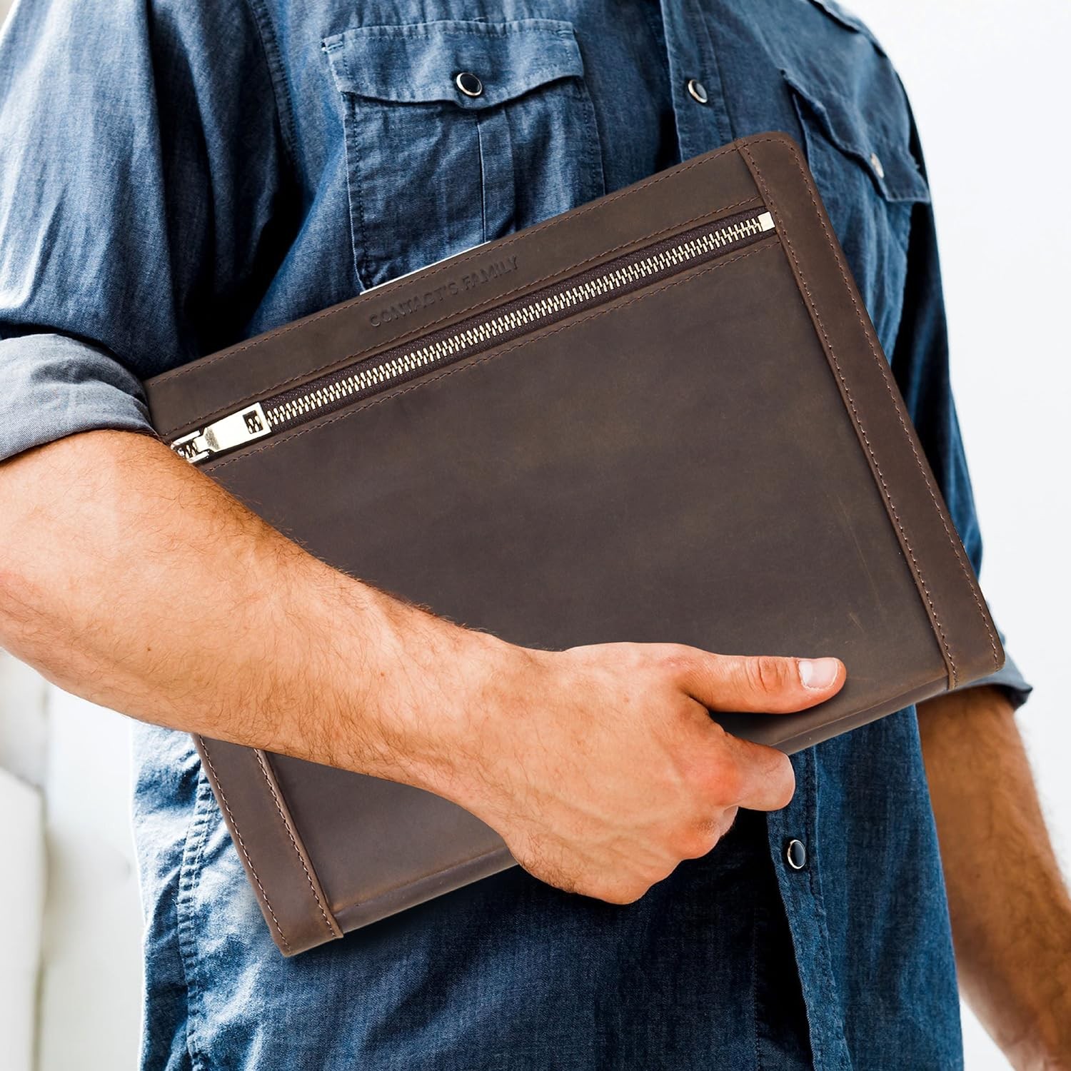 Top Grain Leather 11″ Portfolio for Men & Women, Solid Vintage Design, Handma…