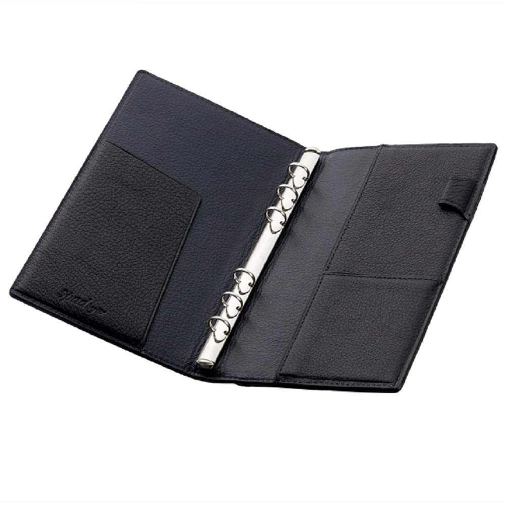 SPAD YAK Leather System Planner, Bible Size, 11mm Notebook, Black x Navy