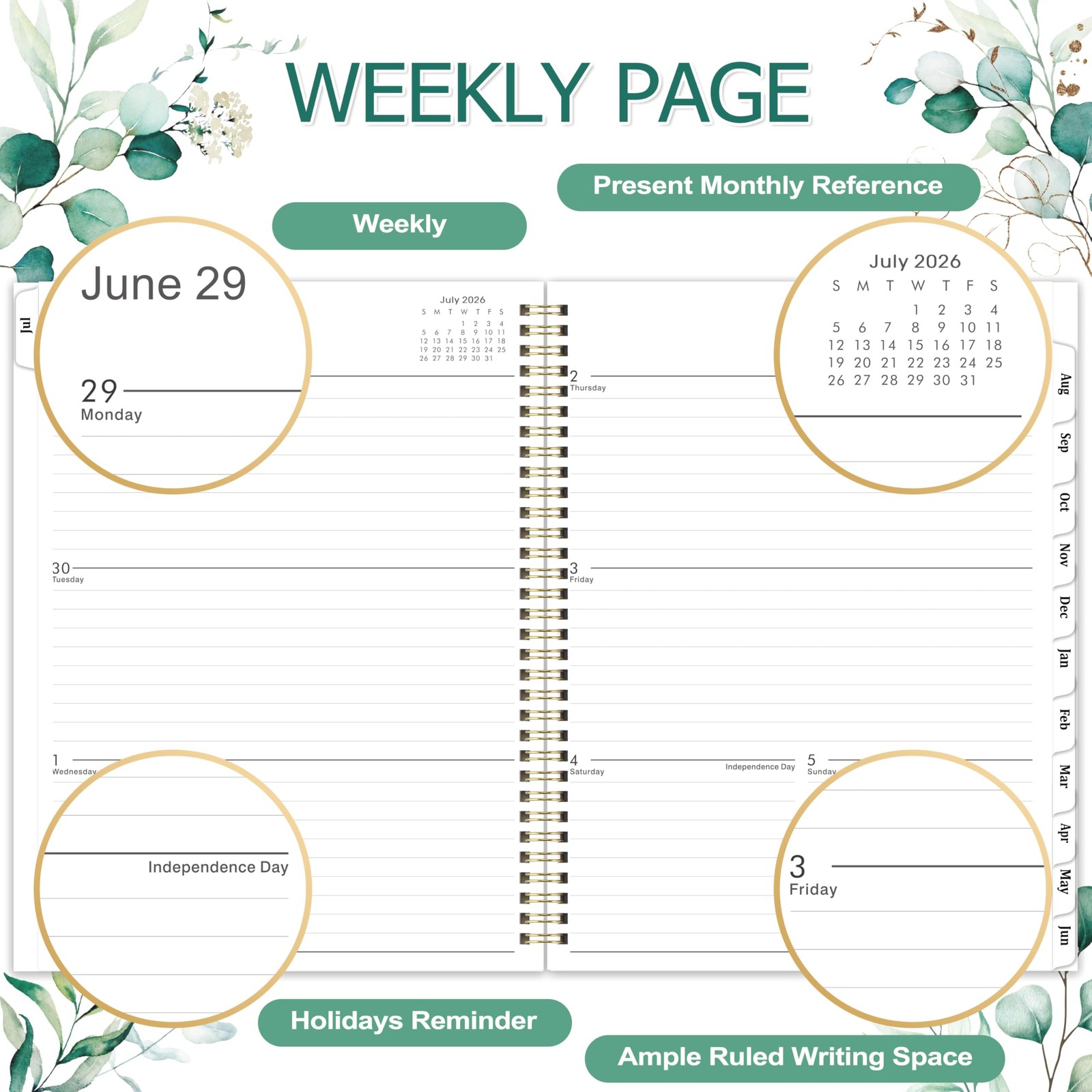 Planner 2026-2027 – 9″ x 11″ Weekly and x 11″, Green