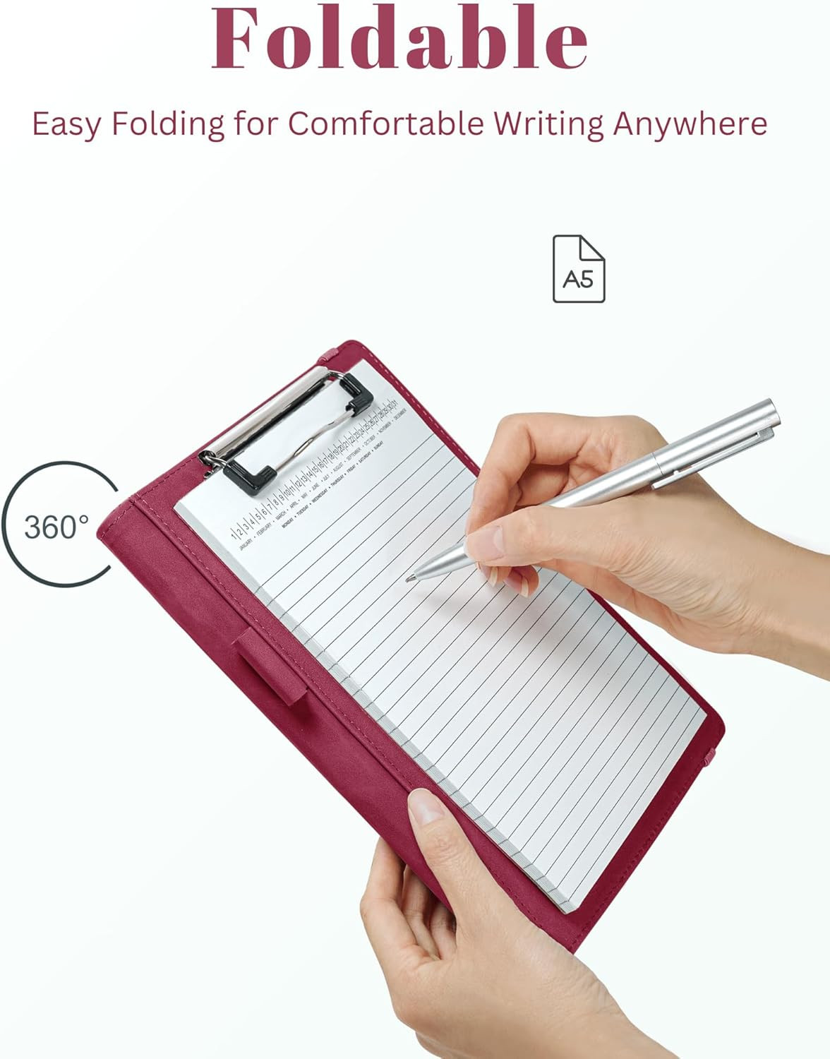 Small Padfolio Clipboard Folder for 5X8 Inch Writing Pads, Compact A5 Portfolio