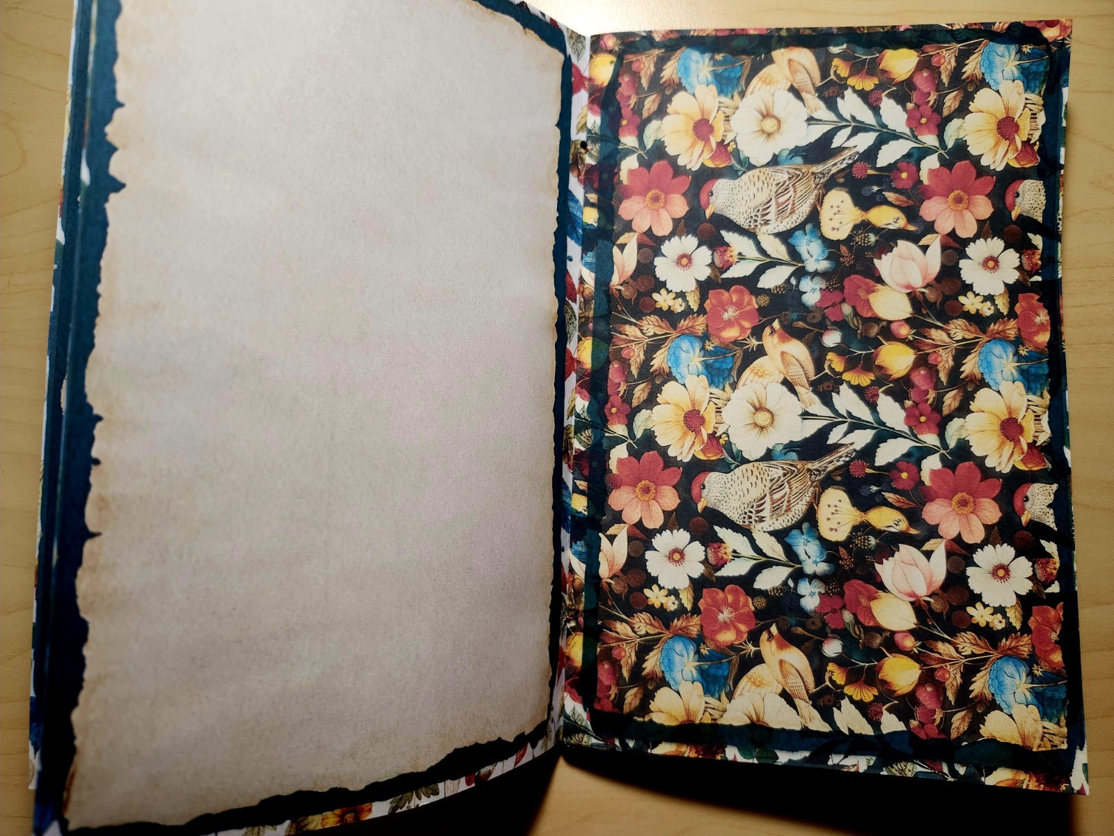 Junk Journal Booklet “FOLKLORE” Handmade Botanical Wildflowers Lg 8.5″x5.5″ 40pg