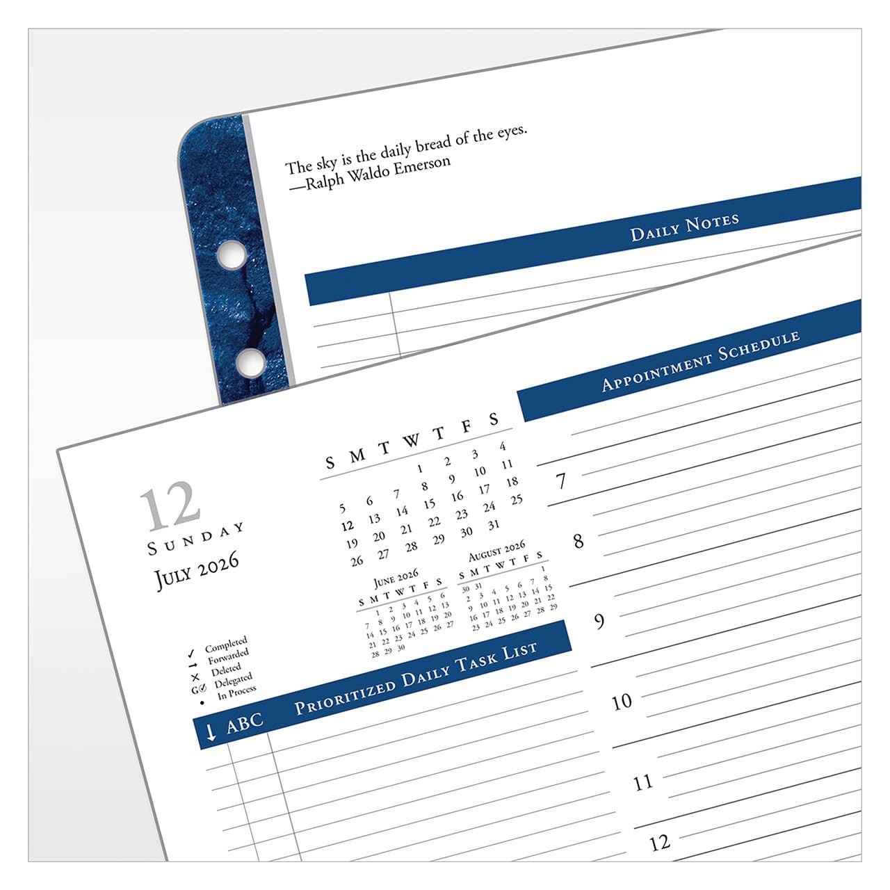 Monticello Ring-Bound Planner Refill – Two Page Per Day, Monarch Size, Jul 2026