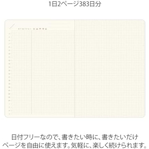 [US Tax Paid] MIDORI hibino A6 Free Diary Brown 2 Pages/Day 15396006 NEW
