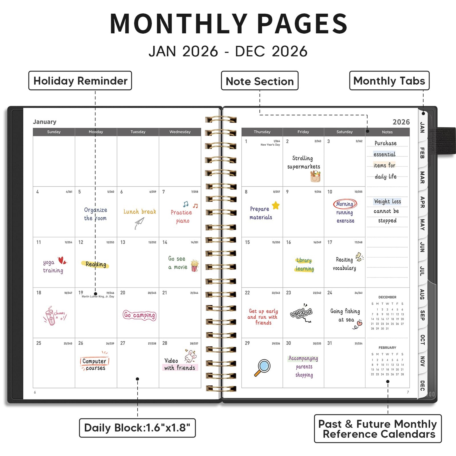 2026 Planner, Weekly and Monthly Planner, Large Size 8.5″ x 11″, 2026 Calenda…