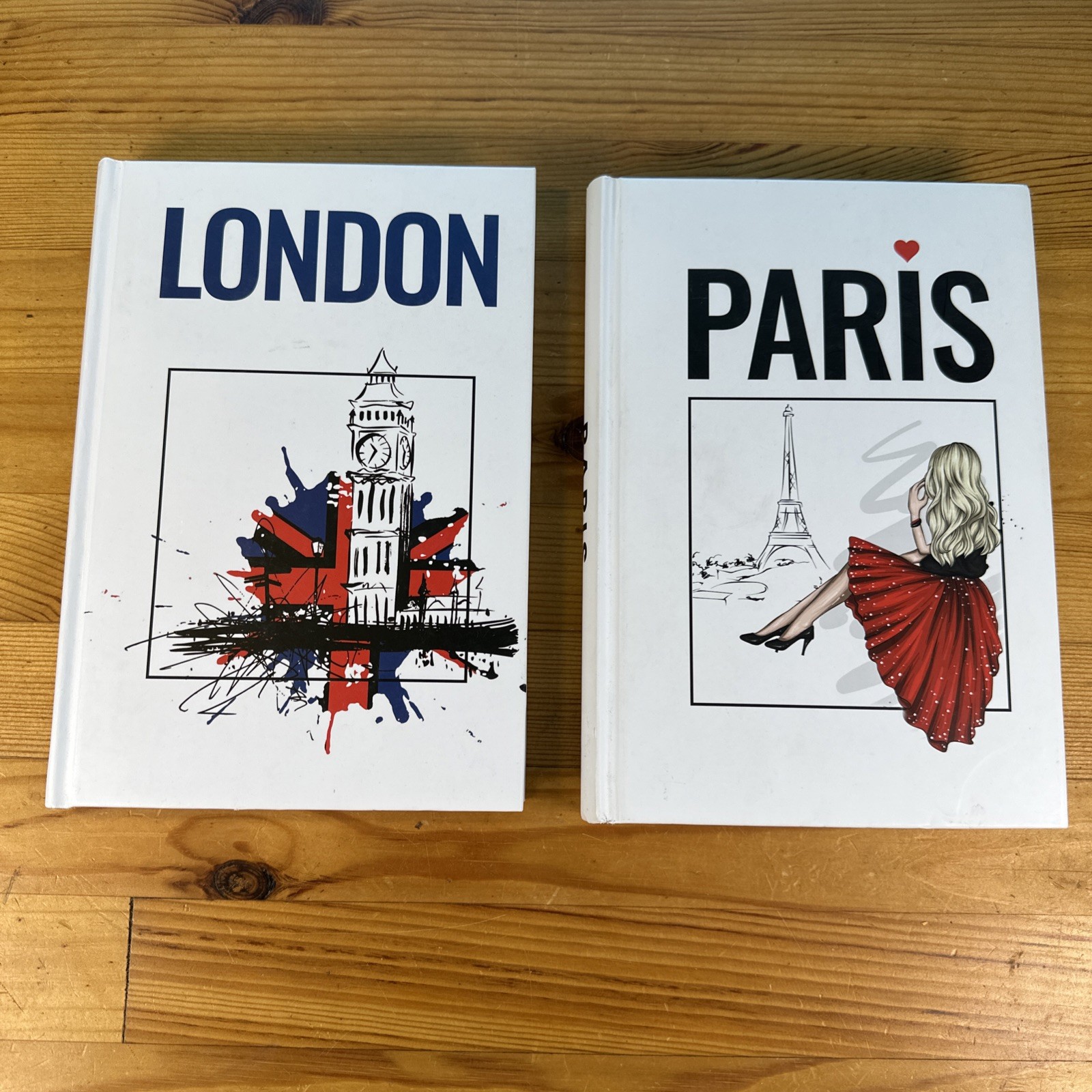 Lot Of Two New Journals London & Paris 9.5” X 6.5” Blank Unlined Pages Hardcover