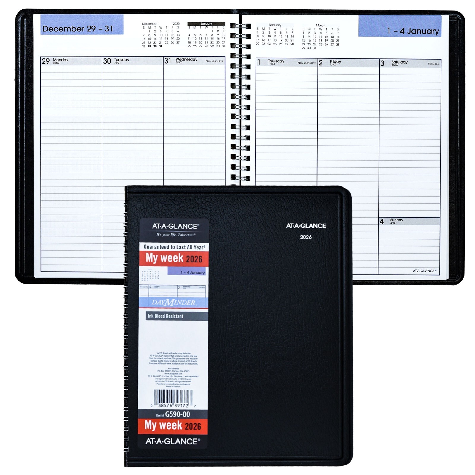 2026 At-A-Glance DayMinder G590-00 Weekly Planner 7 x 8-3/4″