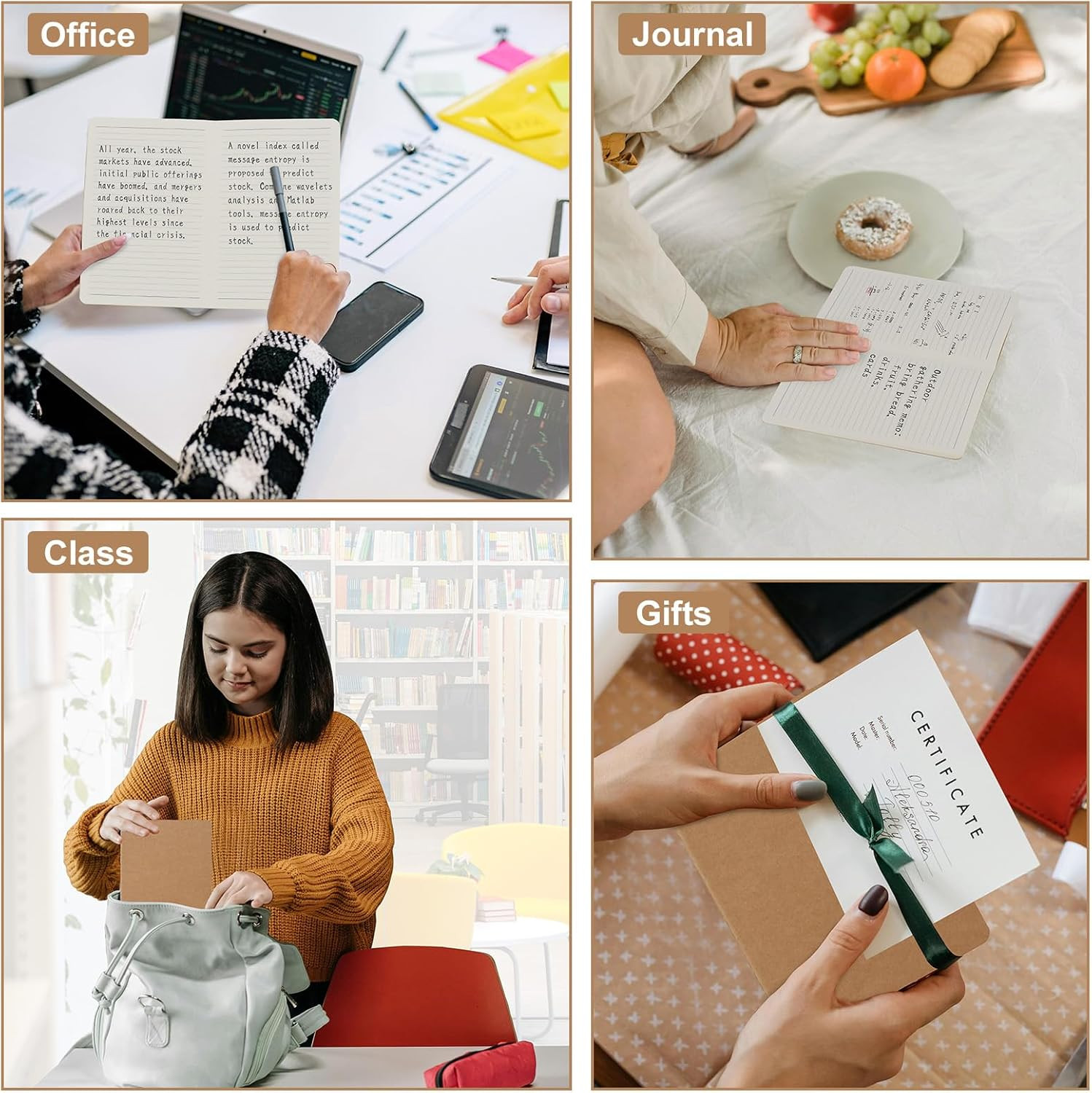 5 Pack A5 Kraft Notebooks Bulk, 8.15×5.5 Inches Lined Paper Journaling Notebooks
