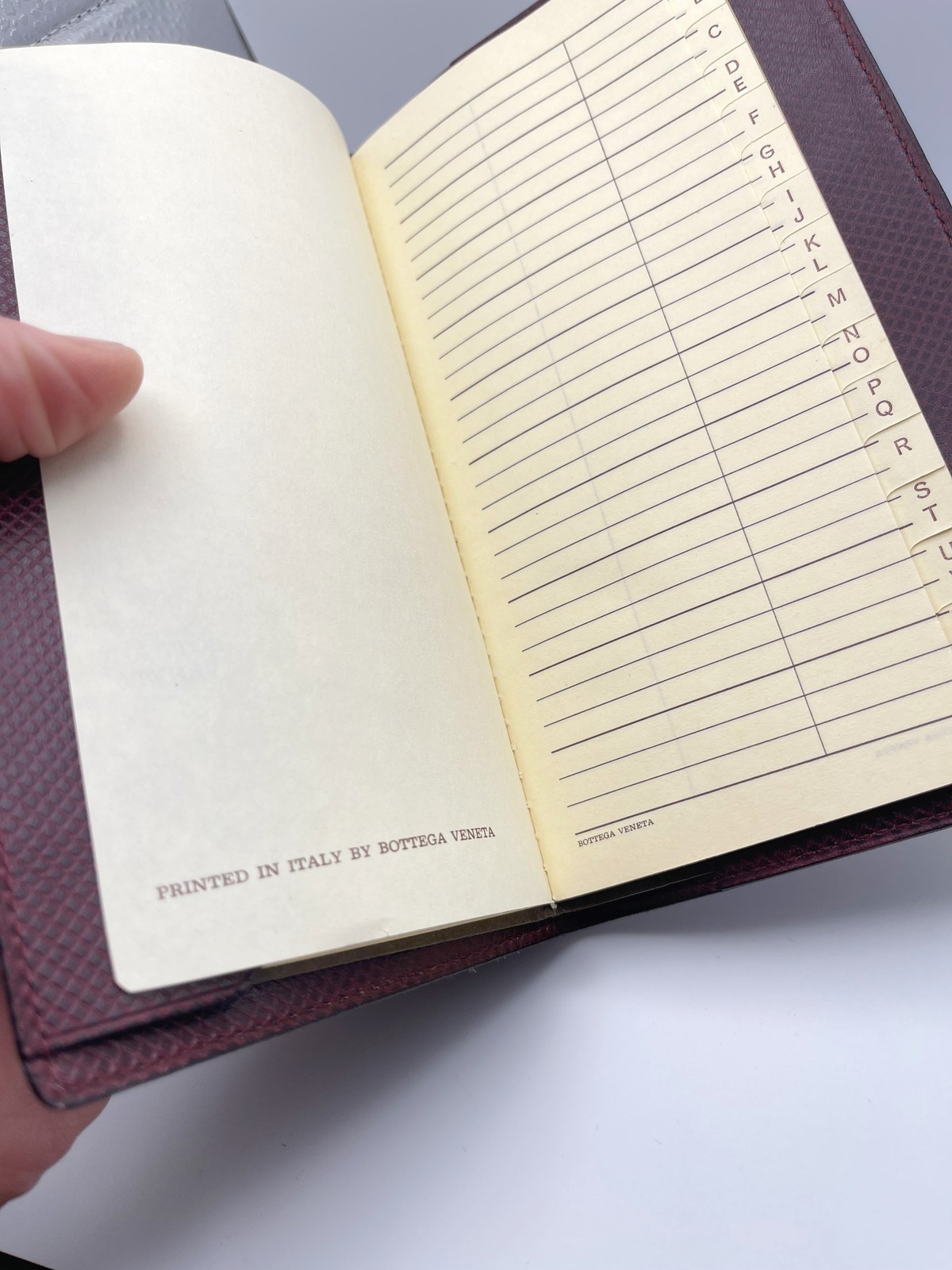 Vintage Bottega Veneta Leather Address Book Made in Italy Organizer Burgundy Red