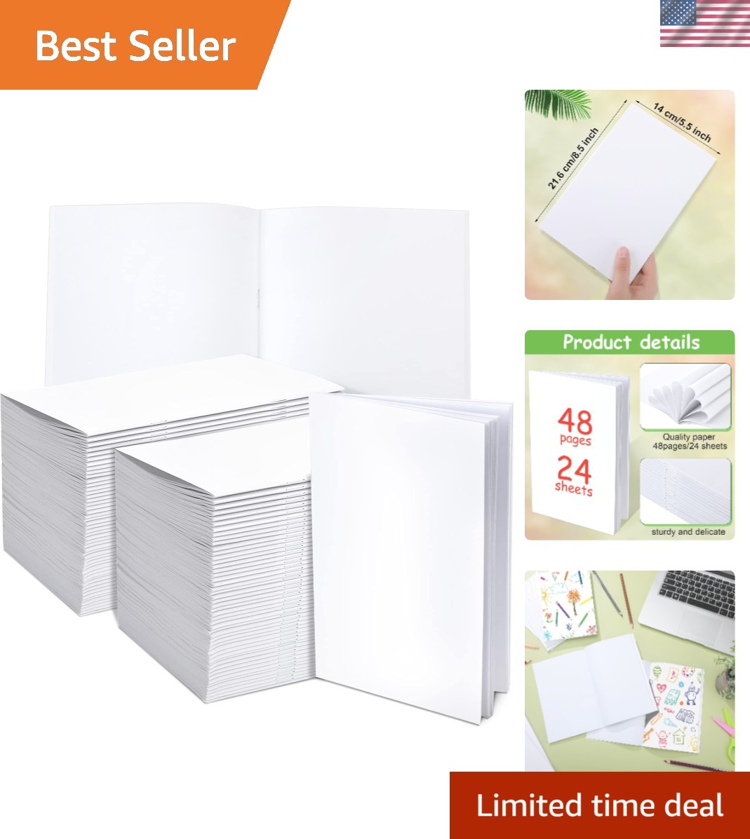 Bulk 50 Unlined Journals, Soft Cover 5.5 x 8.5 Inch Sketchbooks for Art & Notes