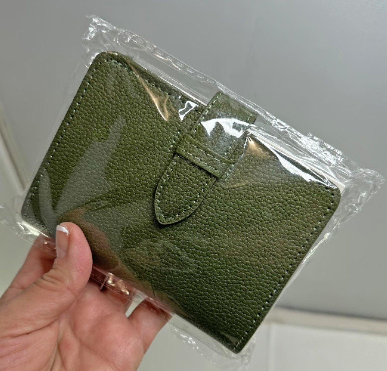 Olive Pebbled Leather Pocketbook with Planner
