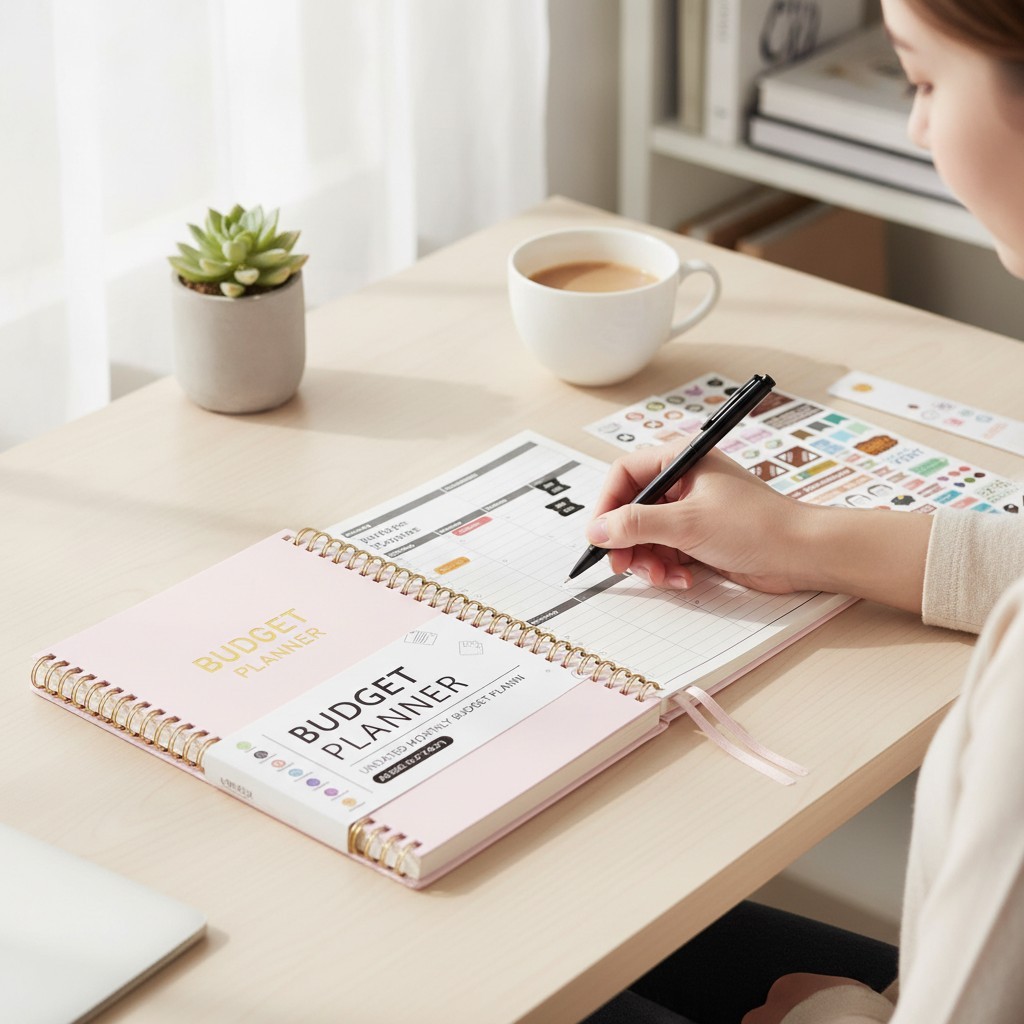 2024 Budget Planner – Undated Notebook with Stickers & Expense Tracking Features