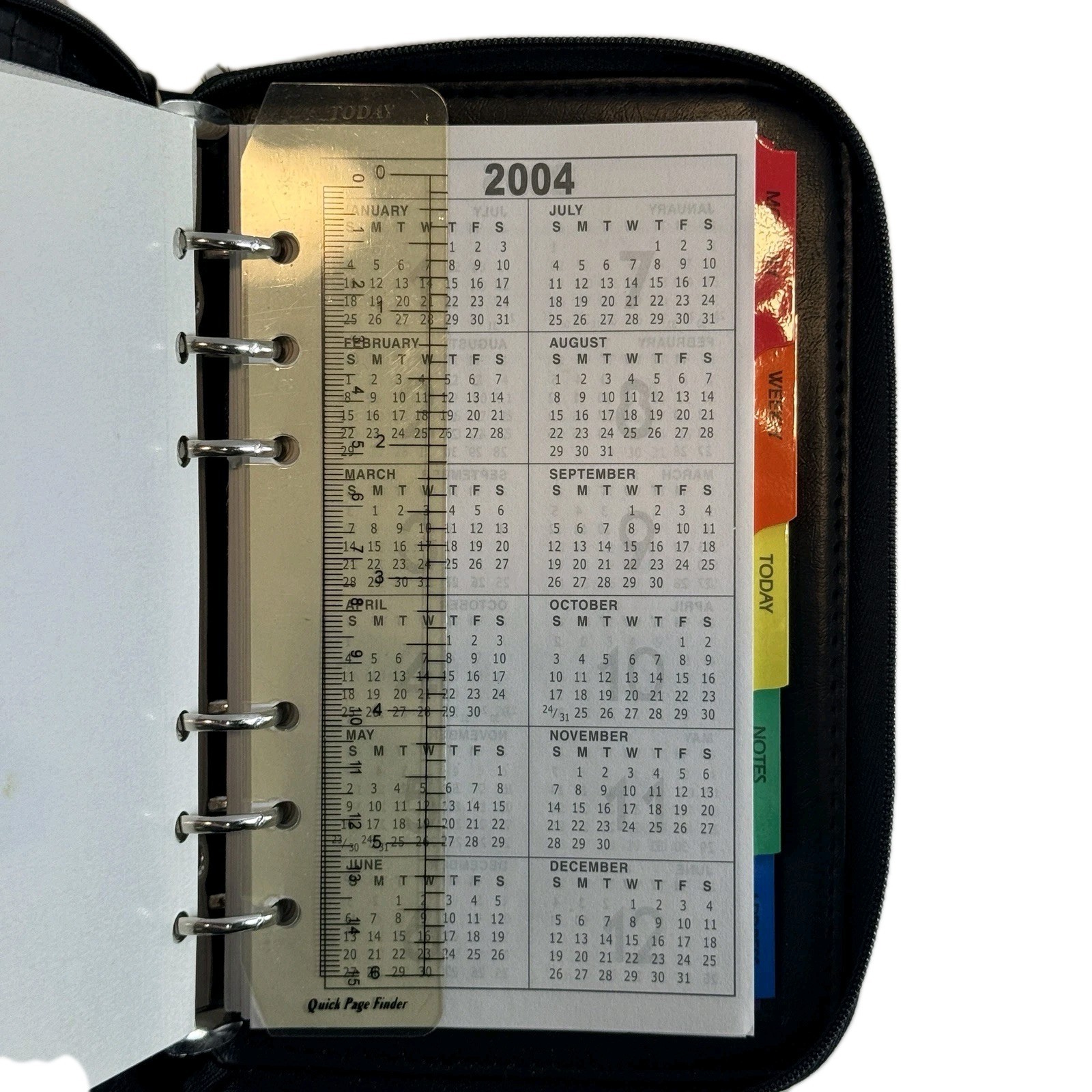 Vintage Y2K Black Faux Leather 6 Ring Planner Organizer Wallet Clutch Binder
