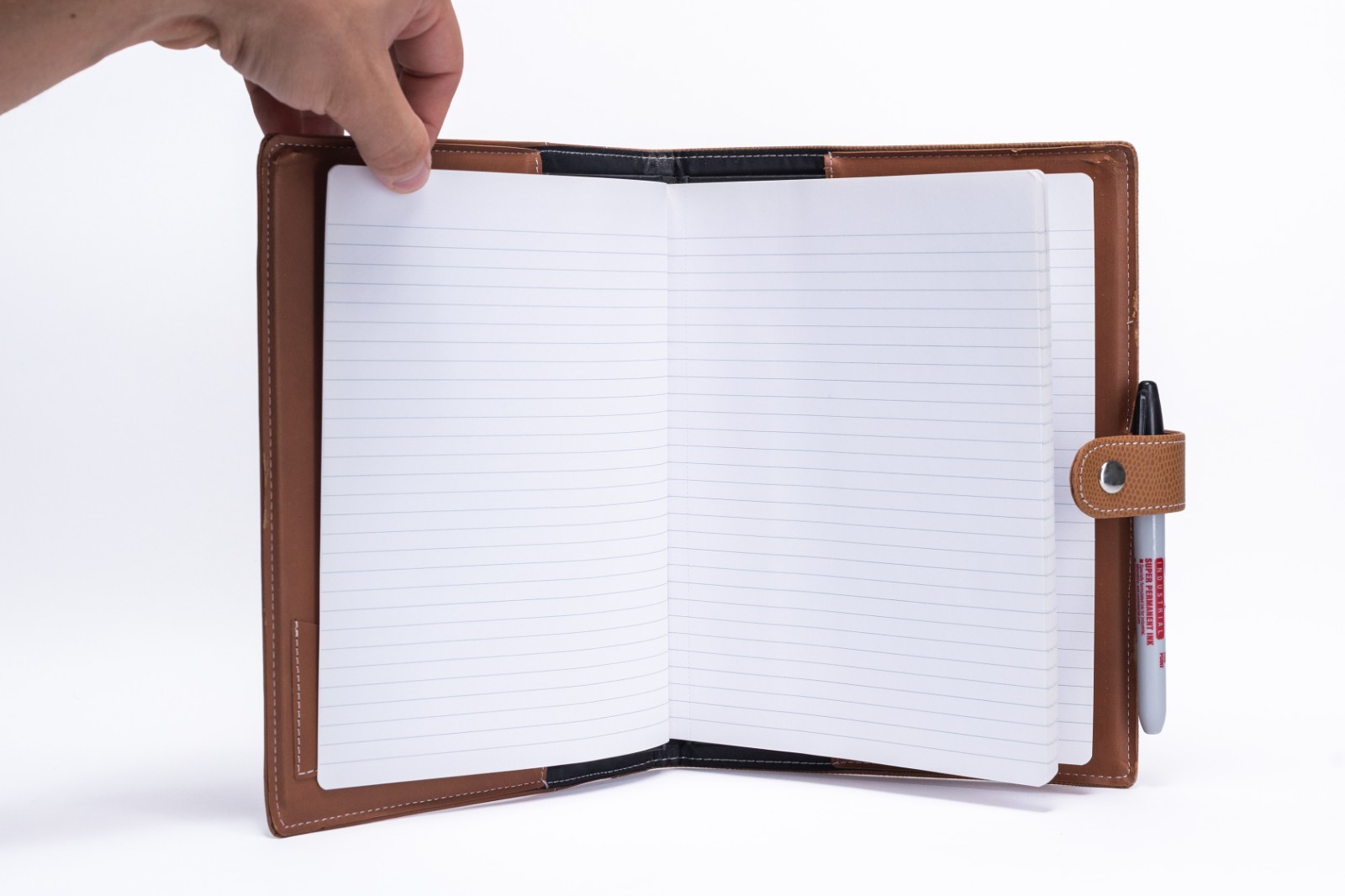 Notebook / Organizer + Pen Holder – Brown Leatherette Padfolio