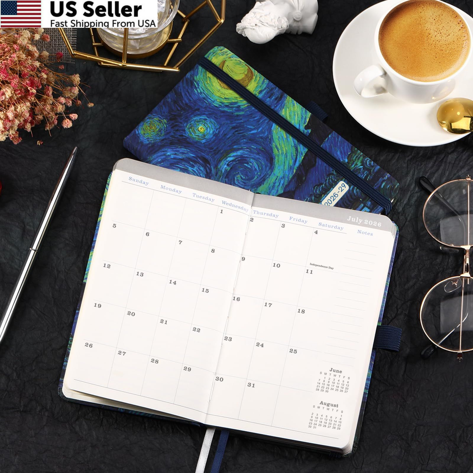 2026-2029 Pocket Planner/Calendar – 3 Year Monthly 3.8 x 6.3 inches, black