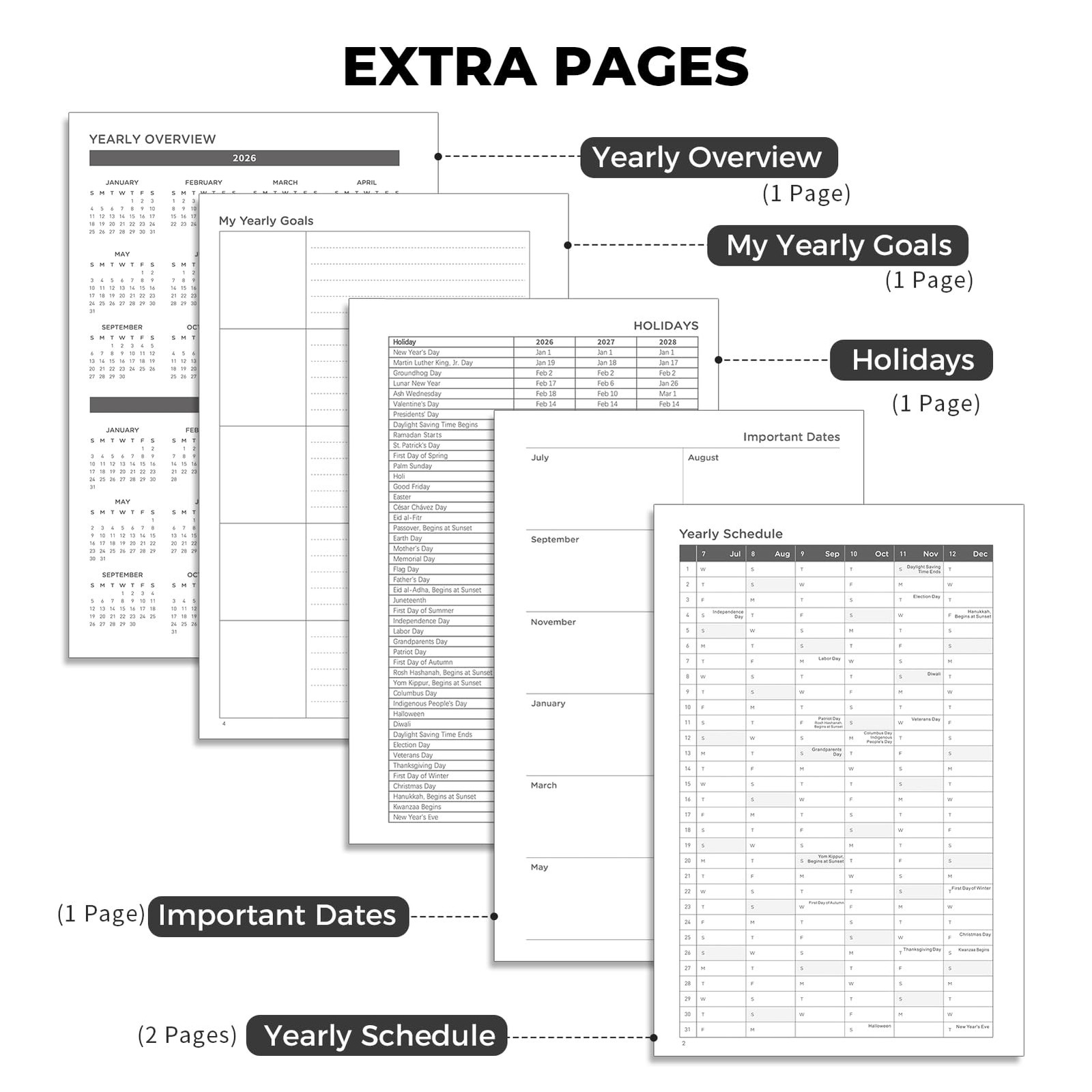 AHGXG Academic Planner 2026-2027, July 2026 – June 2027, 5.7″ x 8.3″, Black
