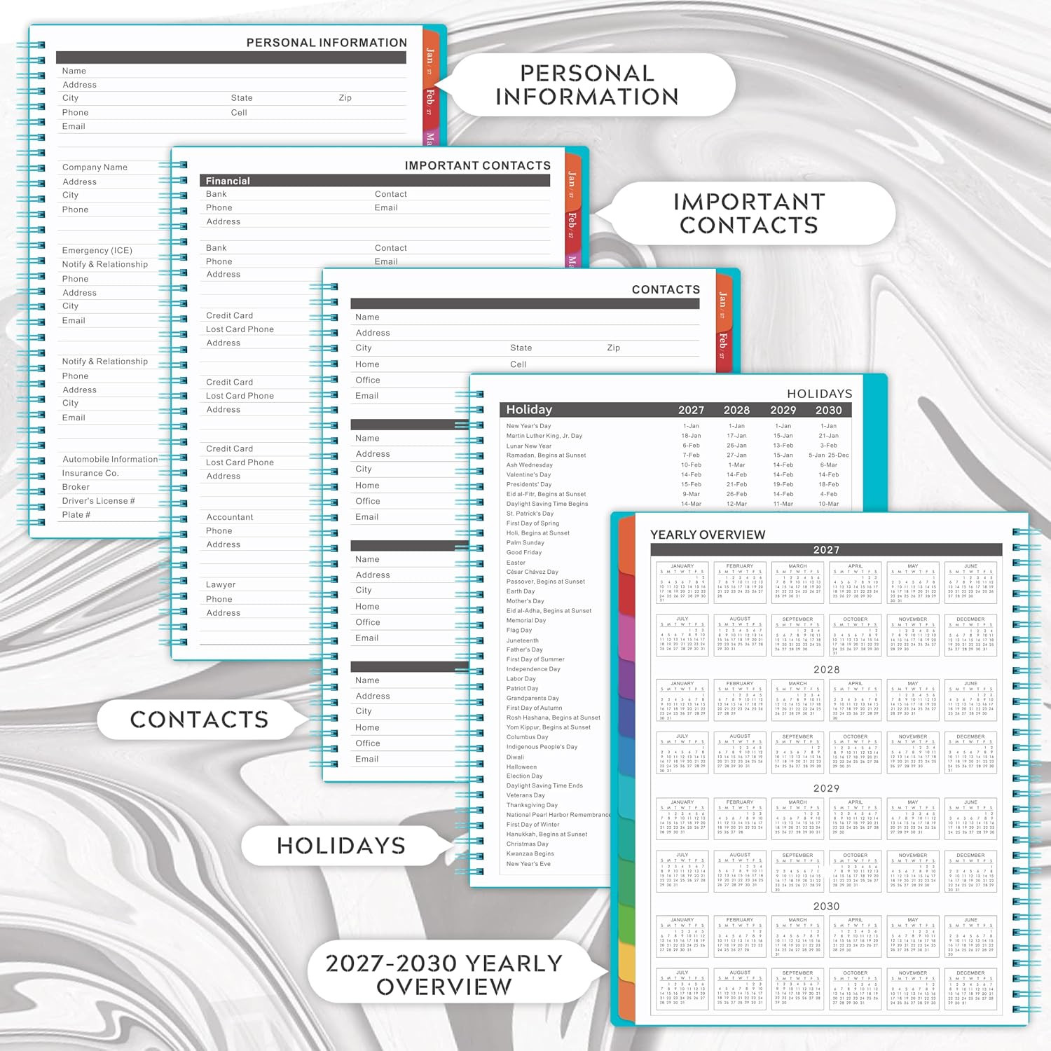 2027-2029 Monthly Planner – 3 Year Planner 2027-2029, Jan.2027 – Dec.2029, 9″ x