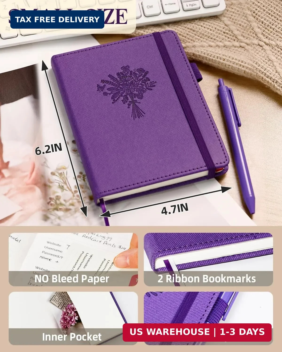Password Keeper Book with Colorful Alphabetical Tabs, Small Pocket Password Logb