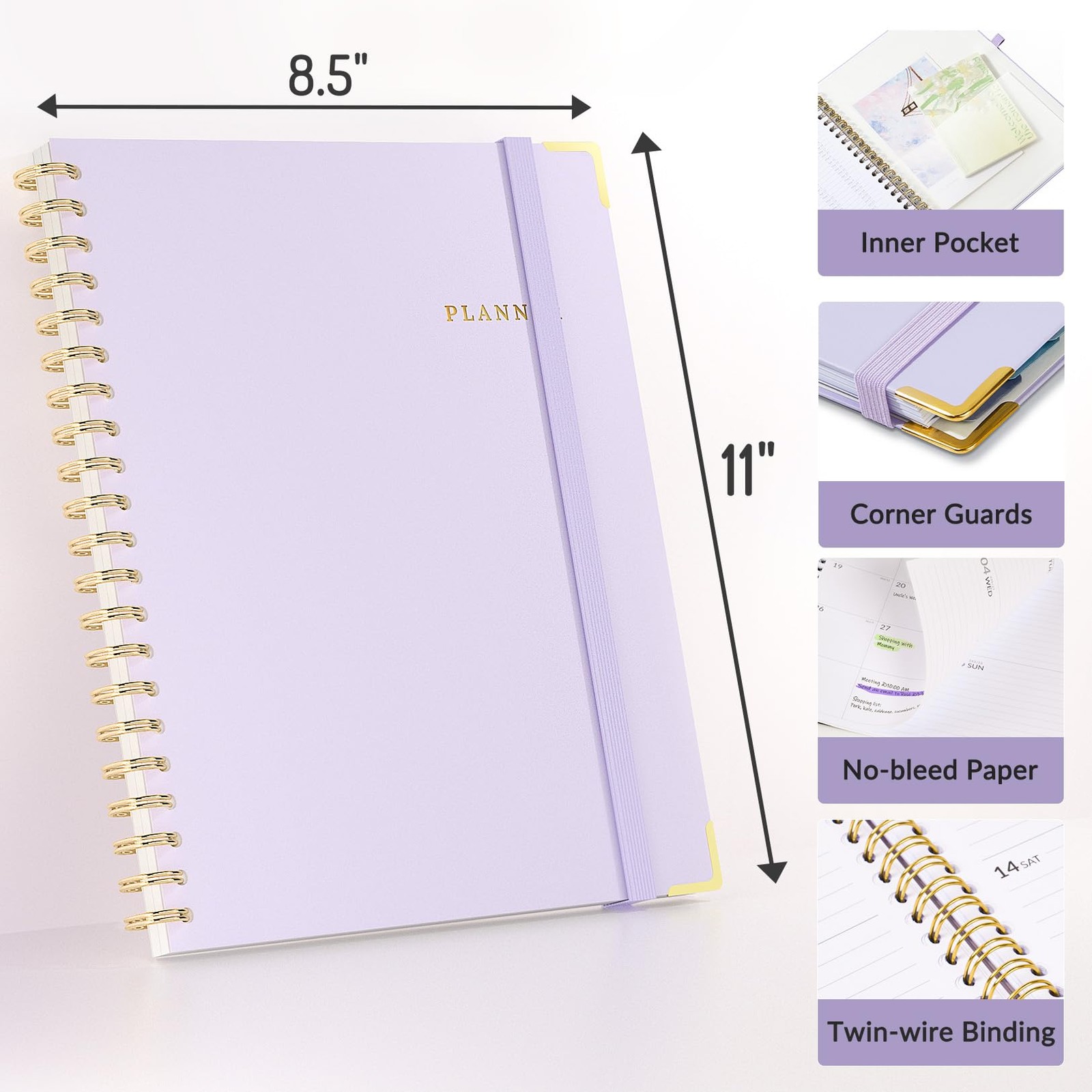 2026 Planner, Forvencer Calendar 8.5″ x 11″ (Jan 2026 – Dec 2026), Purple
