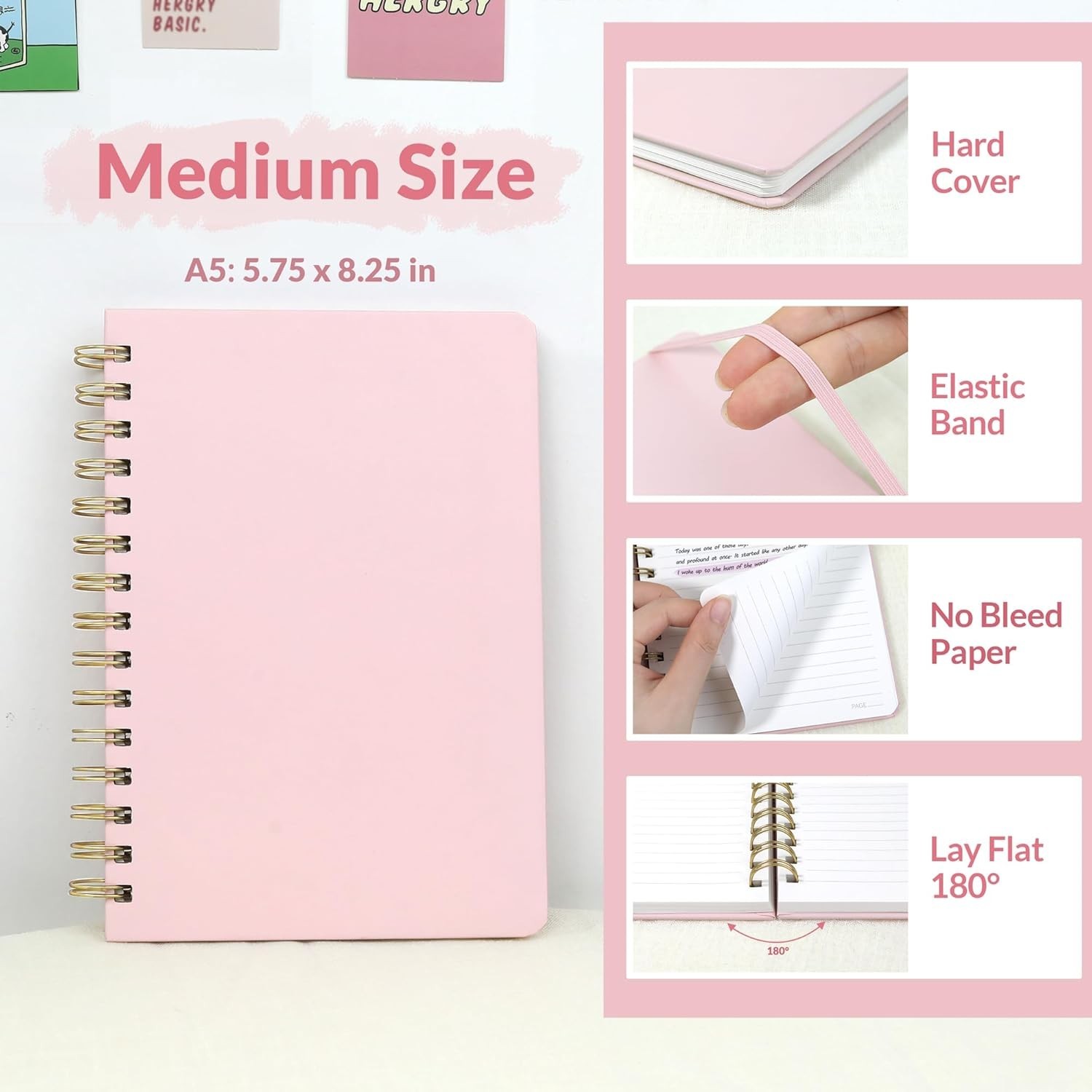 Journaling Notebooks, A5 Lined Spiral Notebook for Women, 146 Pages College R…