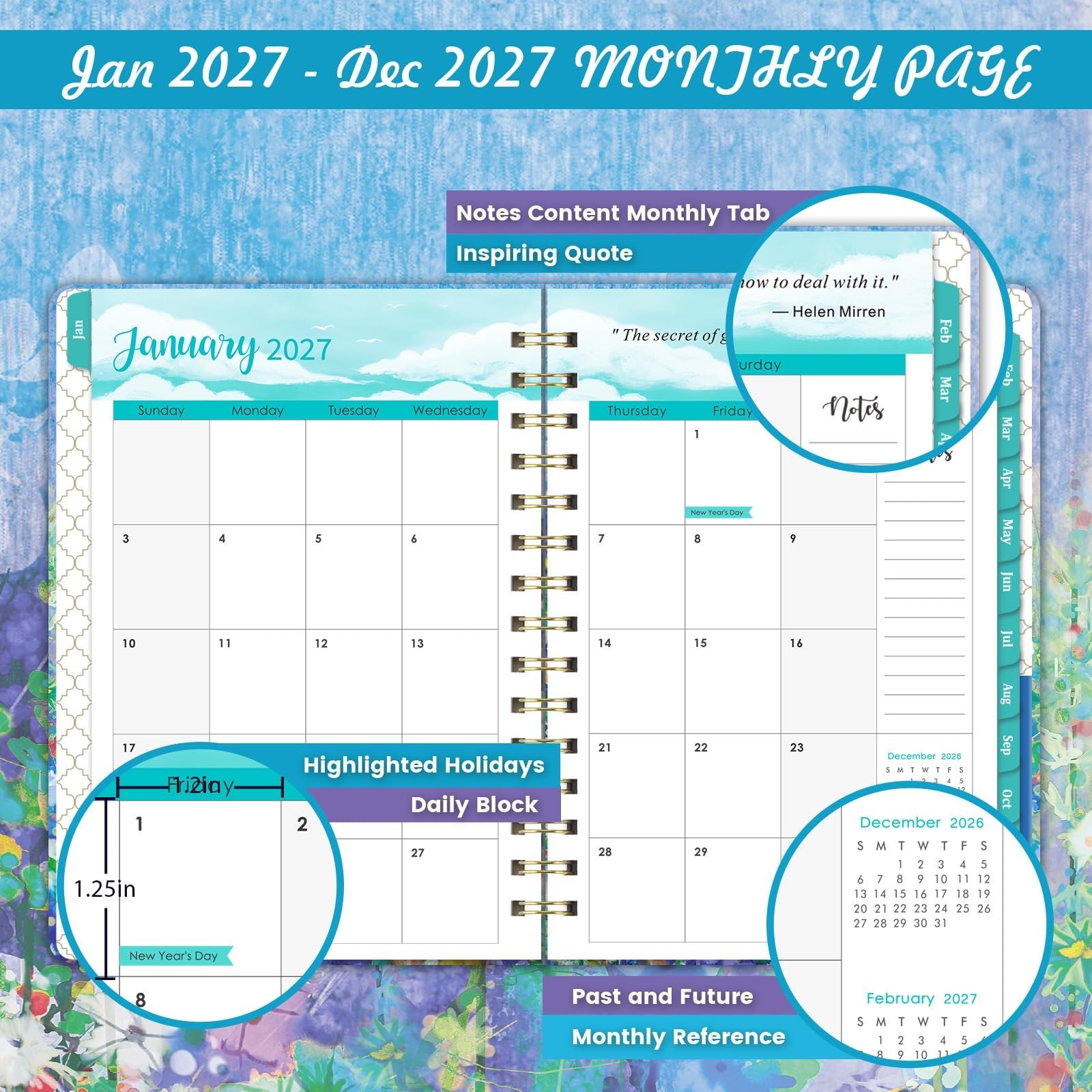 2027 Planner – 6.4″ x 8.5″, 2027 Planner Weekly and Monthly from Jan. – Dec.2…