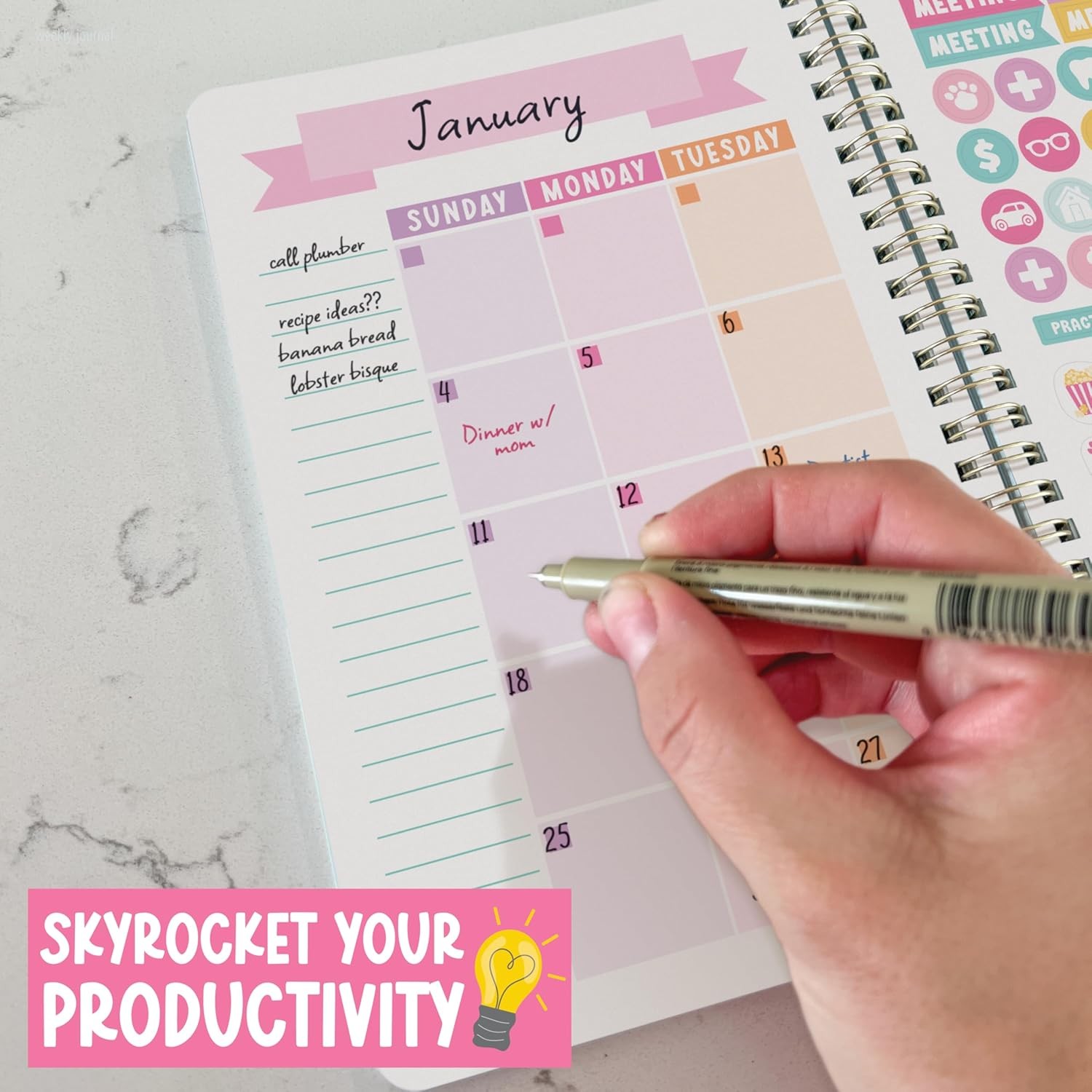 Undated Planner Weekly and Monthly – Spiral Undated Weekly Planner for Kids & Ad