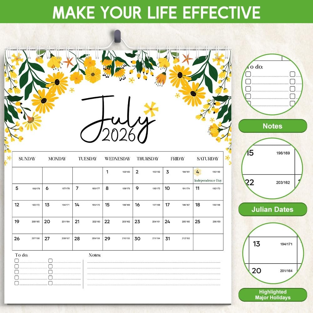 Wildflower 2026 Wall Calendar, March 2026 – Feb 2027, Dates Bright Botanical