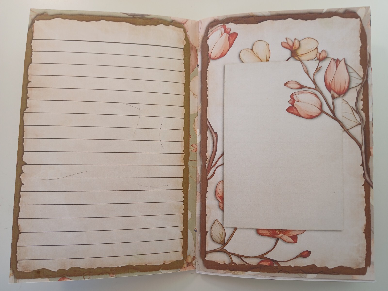 Junk Journal Blank Booklet “SOFT FLORALS” Pastel Florals LG 8.5″x5.5″ 40pgs