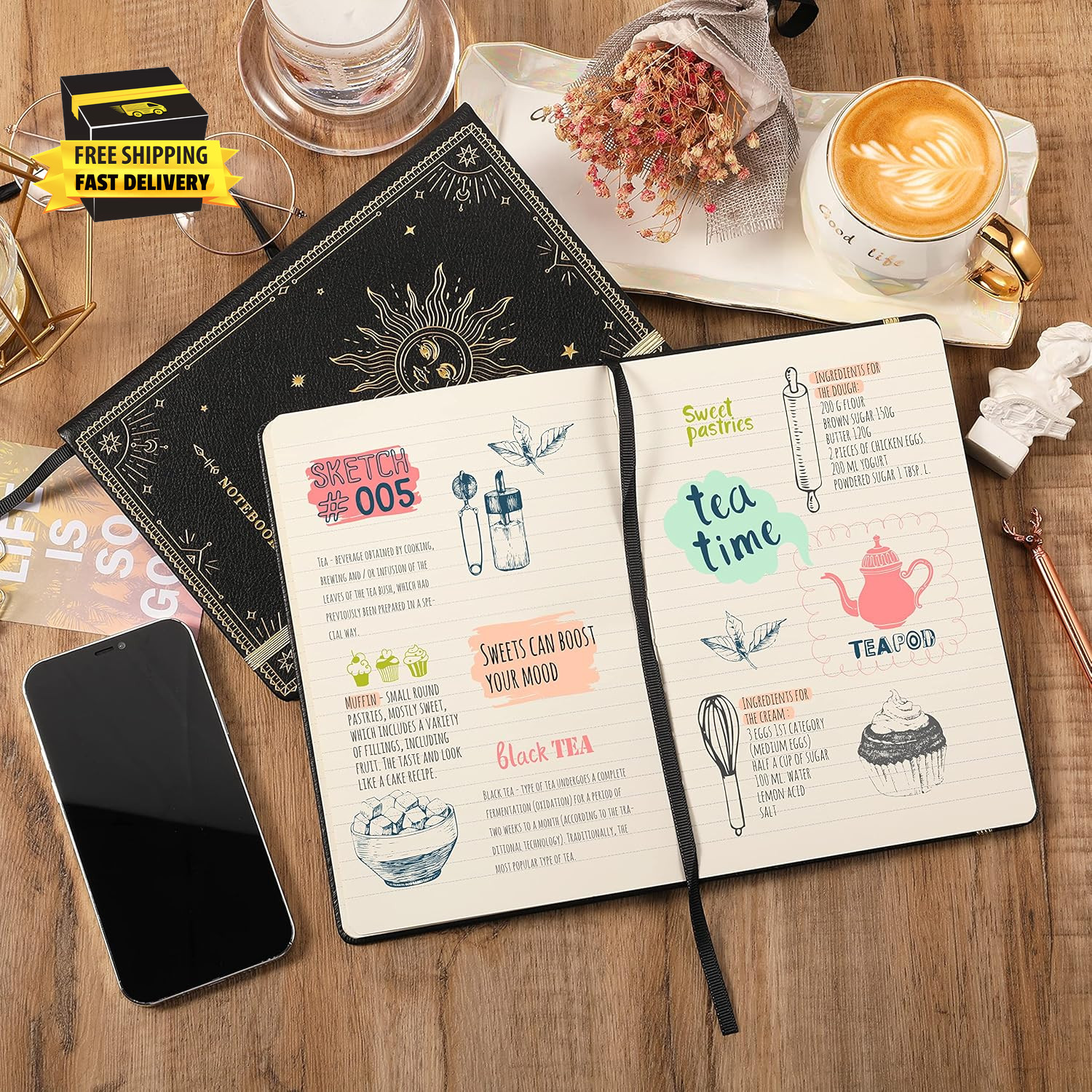 Ruled Notebook/Journal – Premium Thick Paper Classic Writing Notebook with Pocke