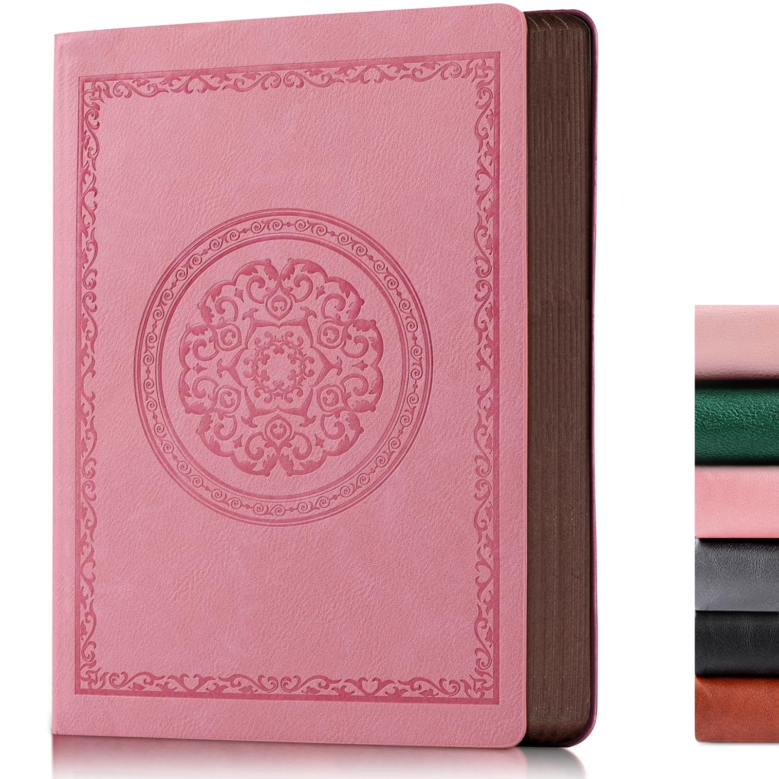 Fetinar 2026 Leather Vintage Journal Notebook,300 Pages,Leather Pink
