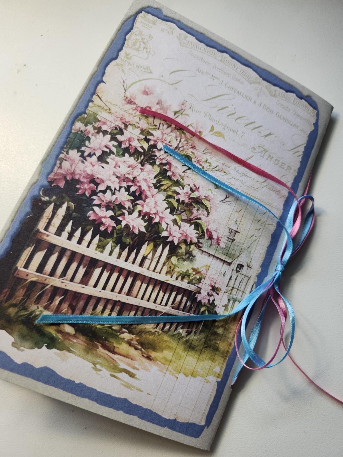 Junk Journal Blank Booklet “SPRINGTIME” HANDMADE Spring Floral LG 8.5″x5.5″ 40pg