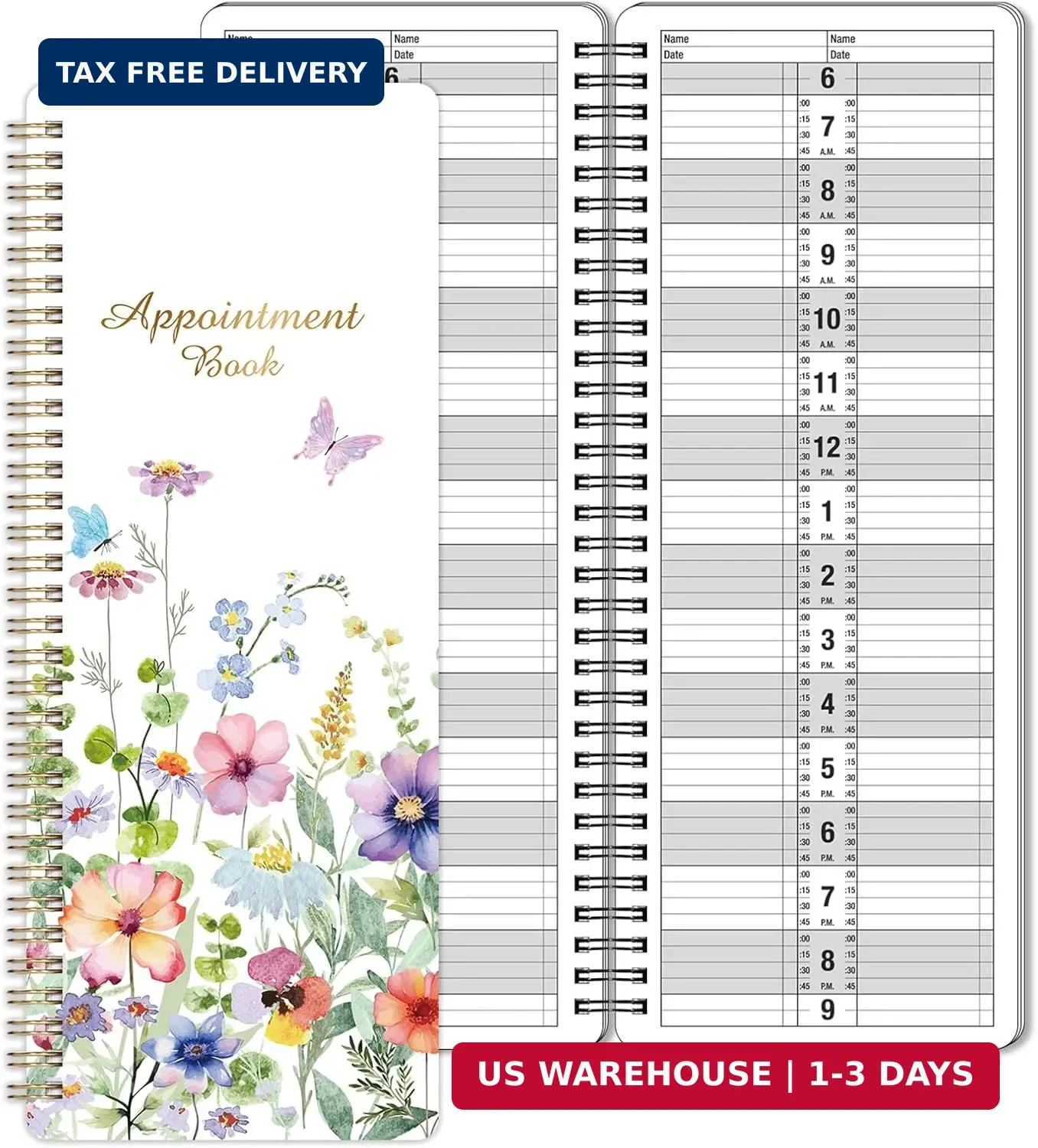 Salon Appointment Book – 11.5″ x 4.7″, 2 Columns, Undated, 6 AM – 9 PM, Professi