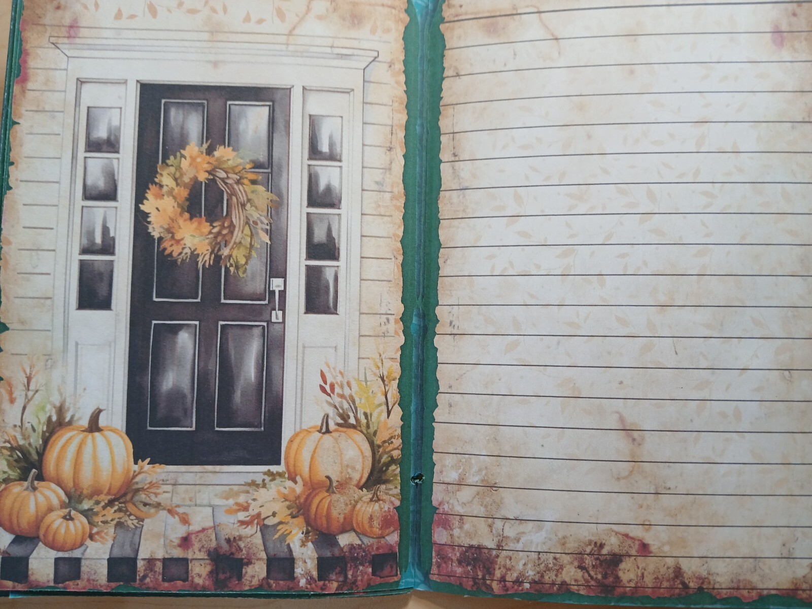 Junk Journal Booklet “AUTUMN BREEZE” Fall Colors LG 8.5″x5.5″ 40pgs × Ephemera