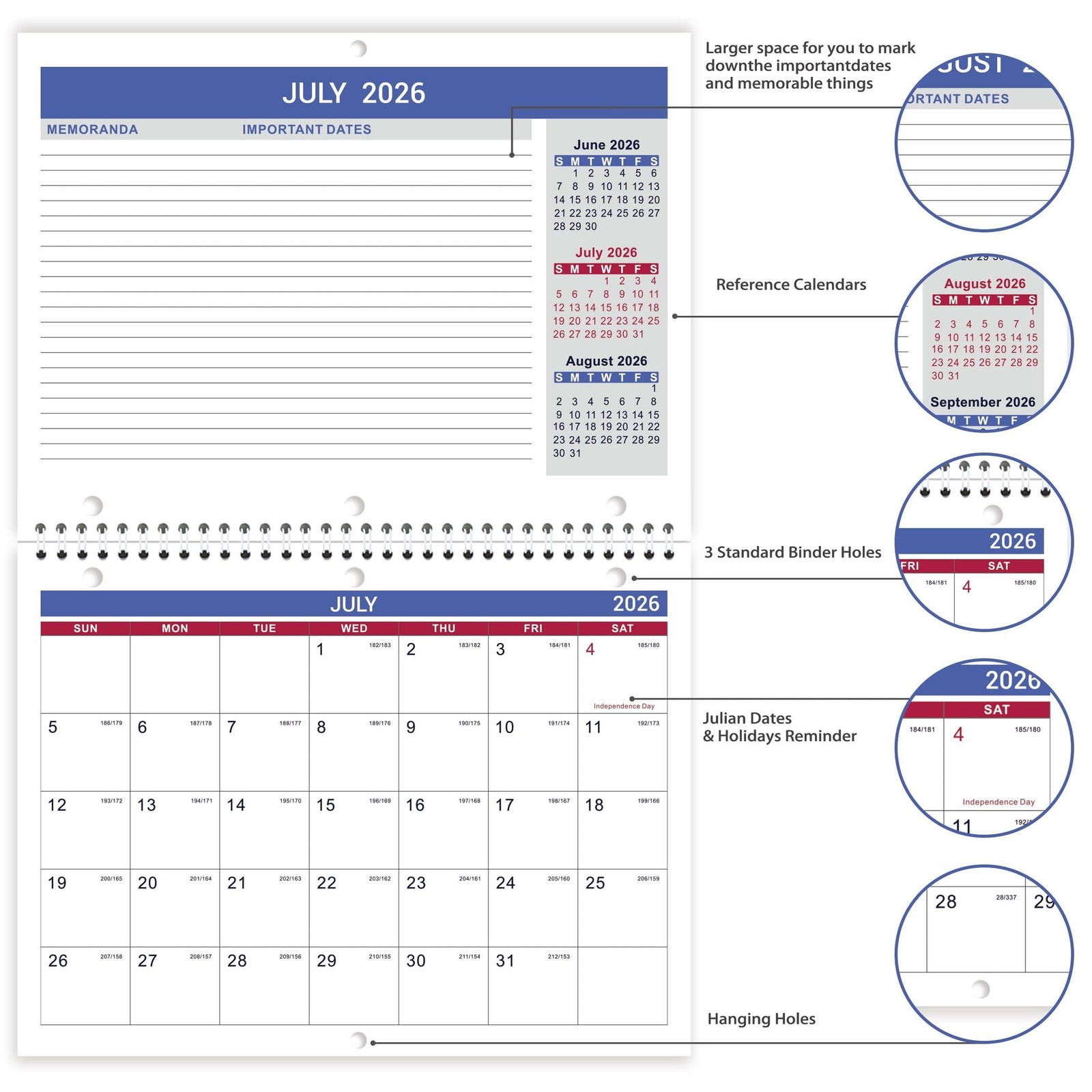 Calendar 2026-2027 – Wall Calendar 2026-2027, JUL. 2026 – DEC. 2027, 8.5″ x 1…