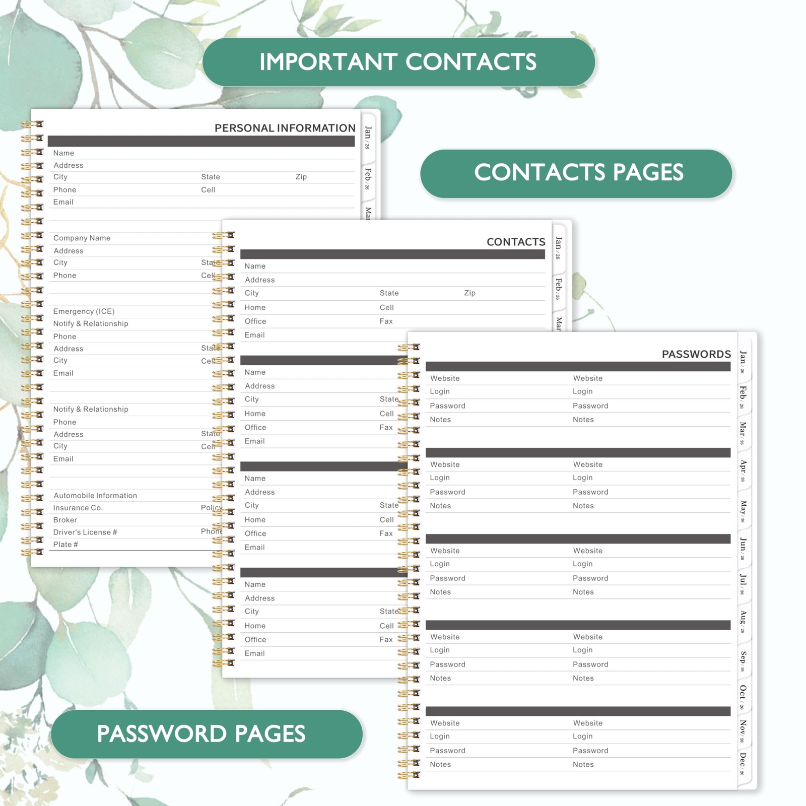 2026-2028 Monthly Planner – from Jul. Letter, Green