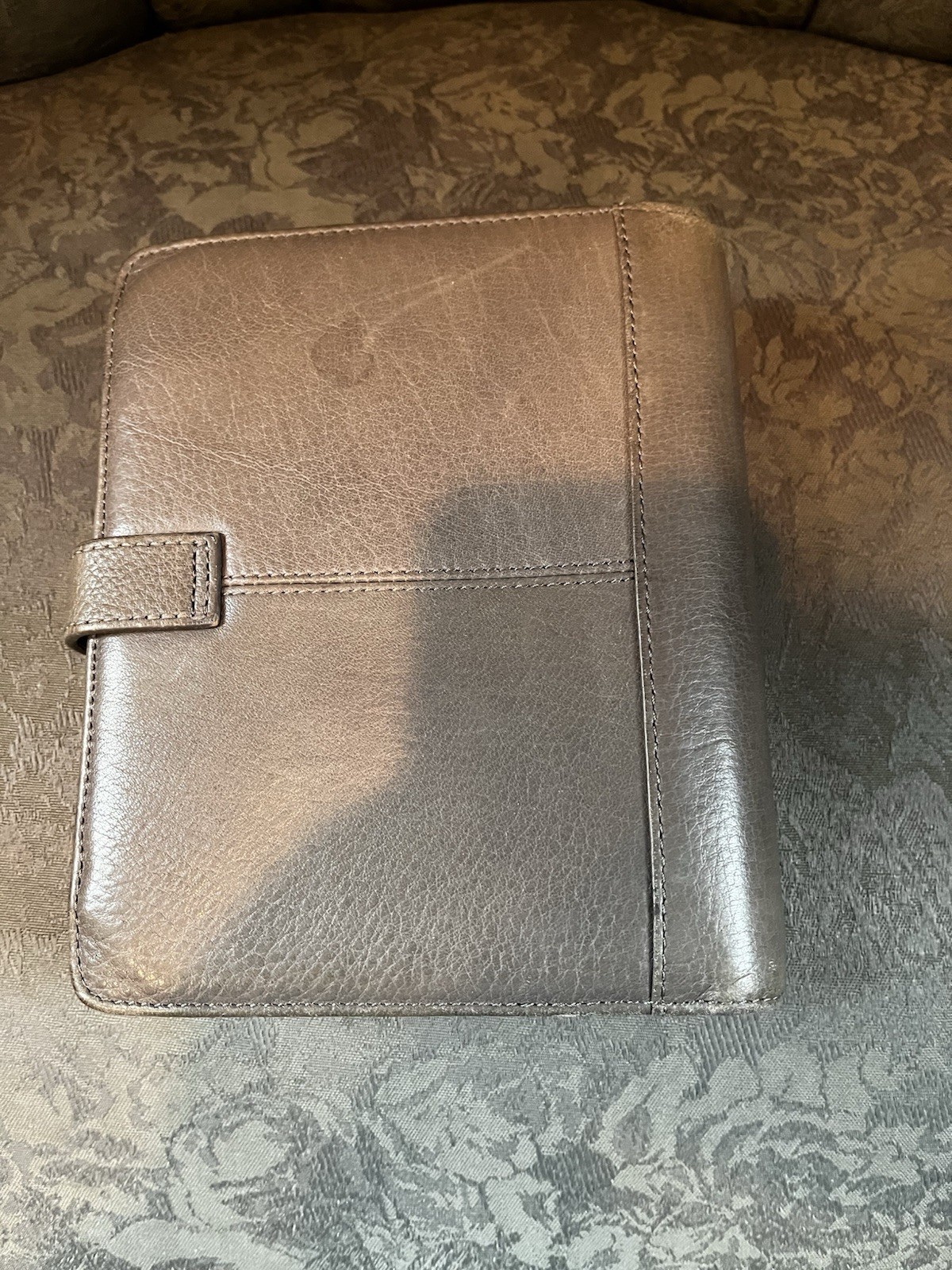 Franklin Covey Compact Brown/Grey Genuine Leather Binder Snap Closure