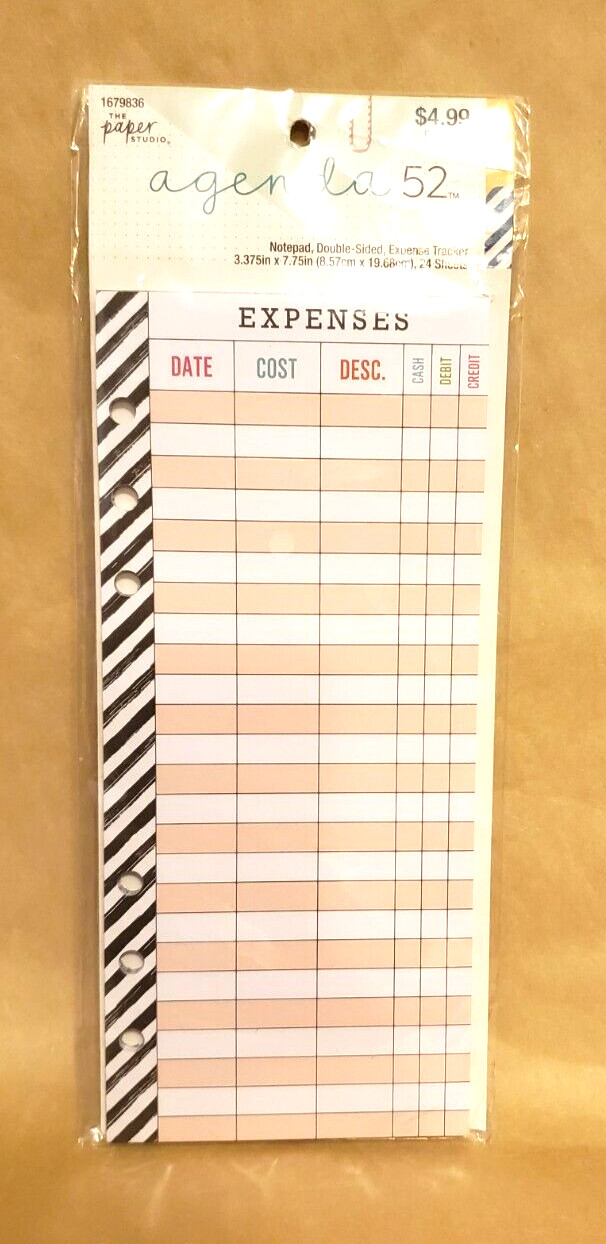 Agenda 52 Personal Size Double-Sided Expense Tracker Notepad
