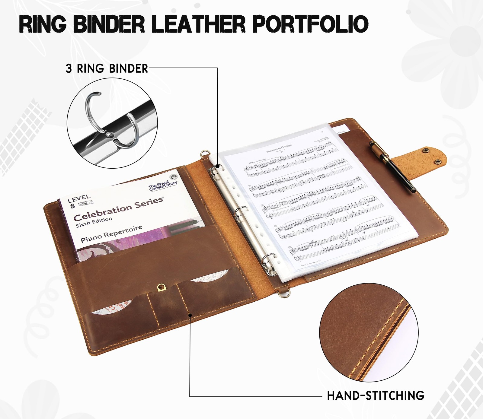 Robrasim Handmade Leather Music Binder Brown