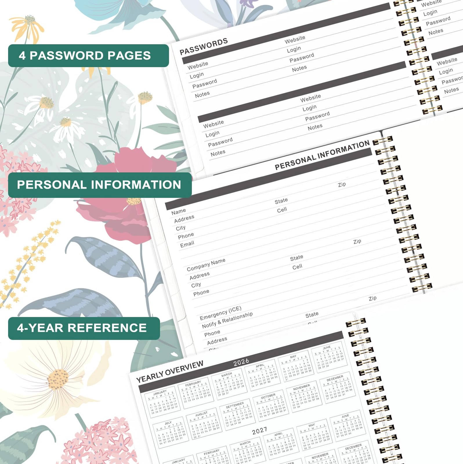 2026-2028 Monthly Planner/Calendar – 3 Year 8″ x 10″, Multicolor